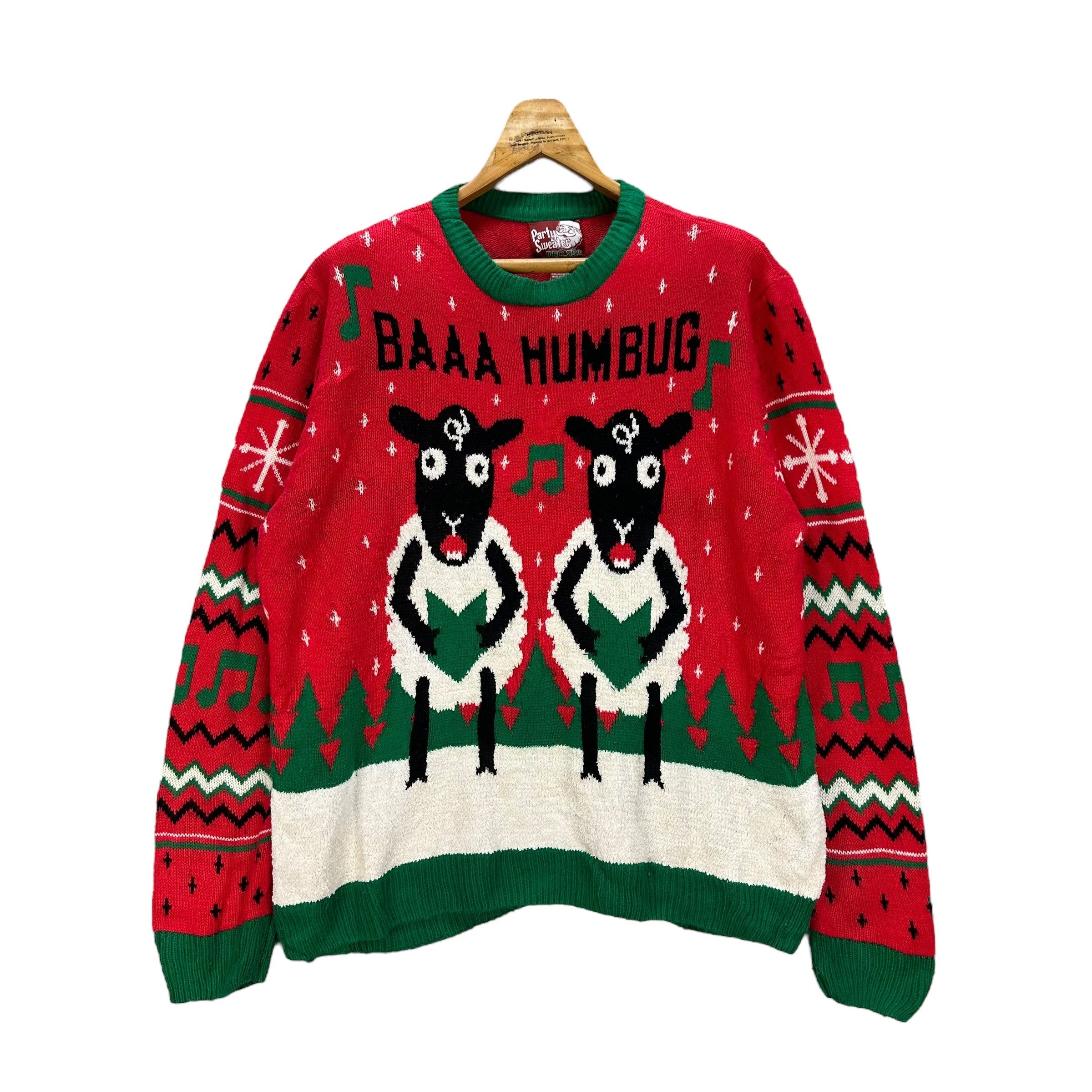 Vintage PARTY SWEATER BAA HUMBUG FULLPRINT KNITWEAR #8995-46 Size US L / EU 52-54 / 3 - 1 Thumbnail
