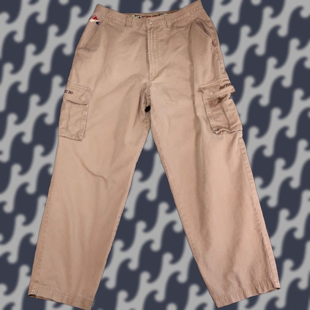 Avirex USA Cargo Pants Men 36 Khaki Chino 34 Inseam 36W 42L Beige Flight Pilot Army