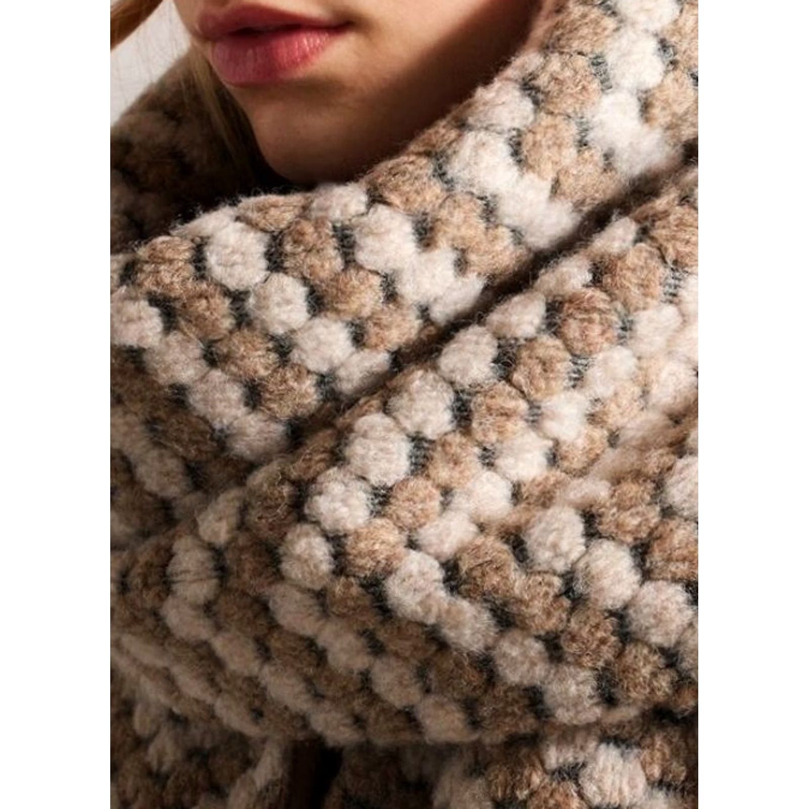 Ted Baker Ted Baker Coat | Beige & Cream Twill Knit Scarf Coat | NWT | Size 2 UK 10 | Women | Wool Mix | Regular | Black Multi Size XS / US 0-2 / IT 36-38 - 6 Thumbnail
