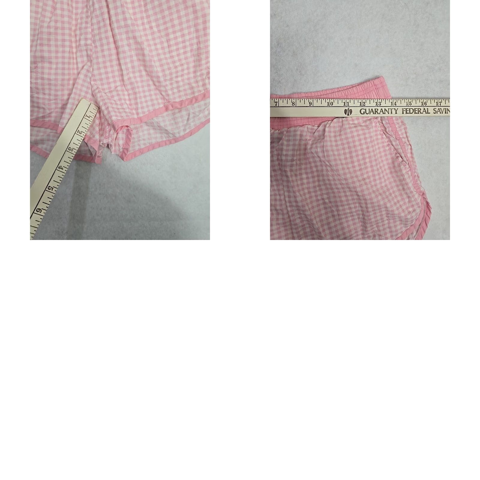 Vintage Rewash Ditsy Shorts Womens Pink Checkered Elastic Waist size L Size 36" / US 14 / IT 50 - 9 Thumbnail