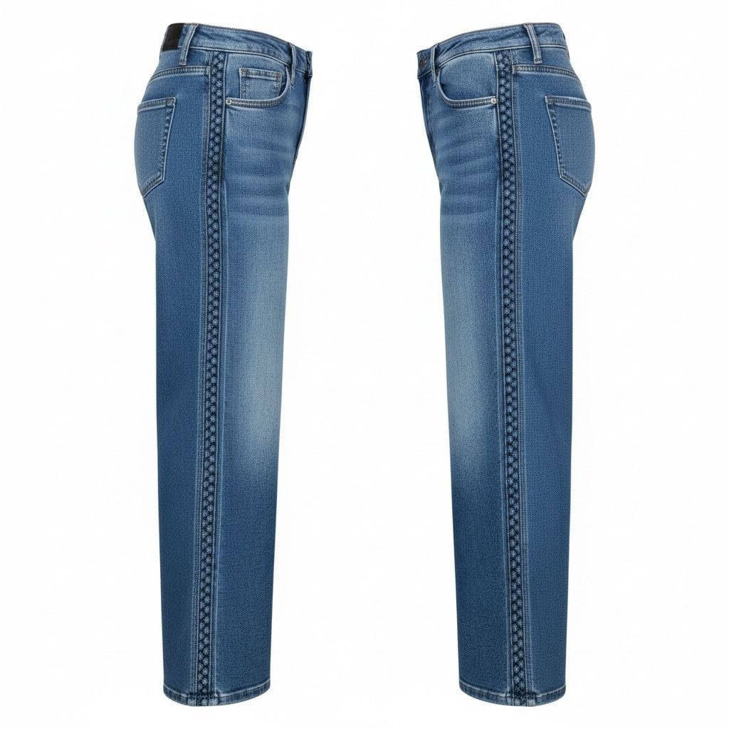 Judy Blue Judy Blue Wide Leg Jeans 9/29 | Braided Side Detail Size 29" - 7 Thumbnail