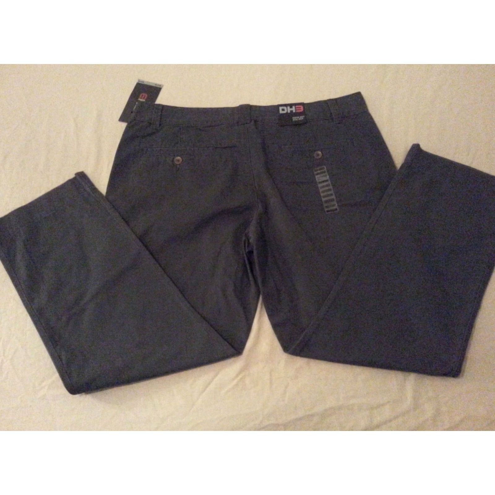 Vintage DH3 Pants Mens 40 Gray New Khaki 40x30 Straight Classic Grey Slack Trouser Chino Size US 40 / EU 56 - 2 Thumbnail