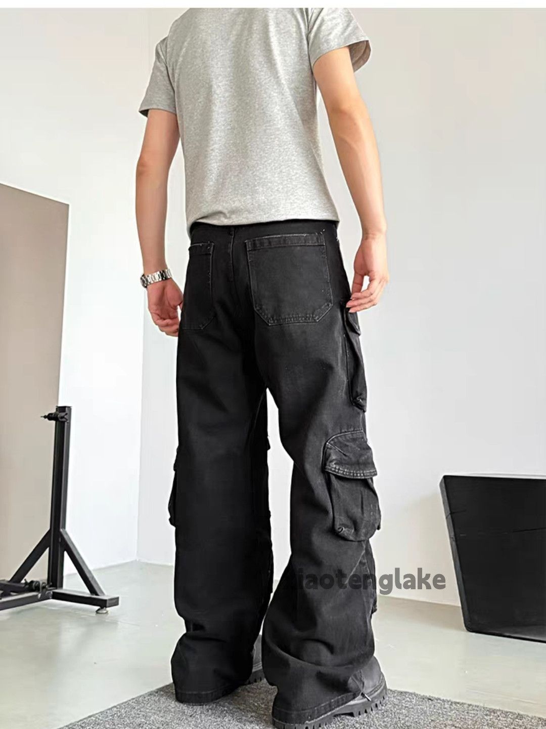 Vintage Washed faded loose baggy skate hiphop cargo jeans Size US 32 / EU 48 - 4 Thumbnail