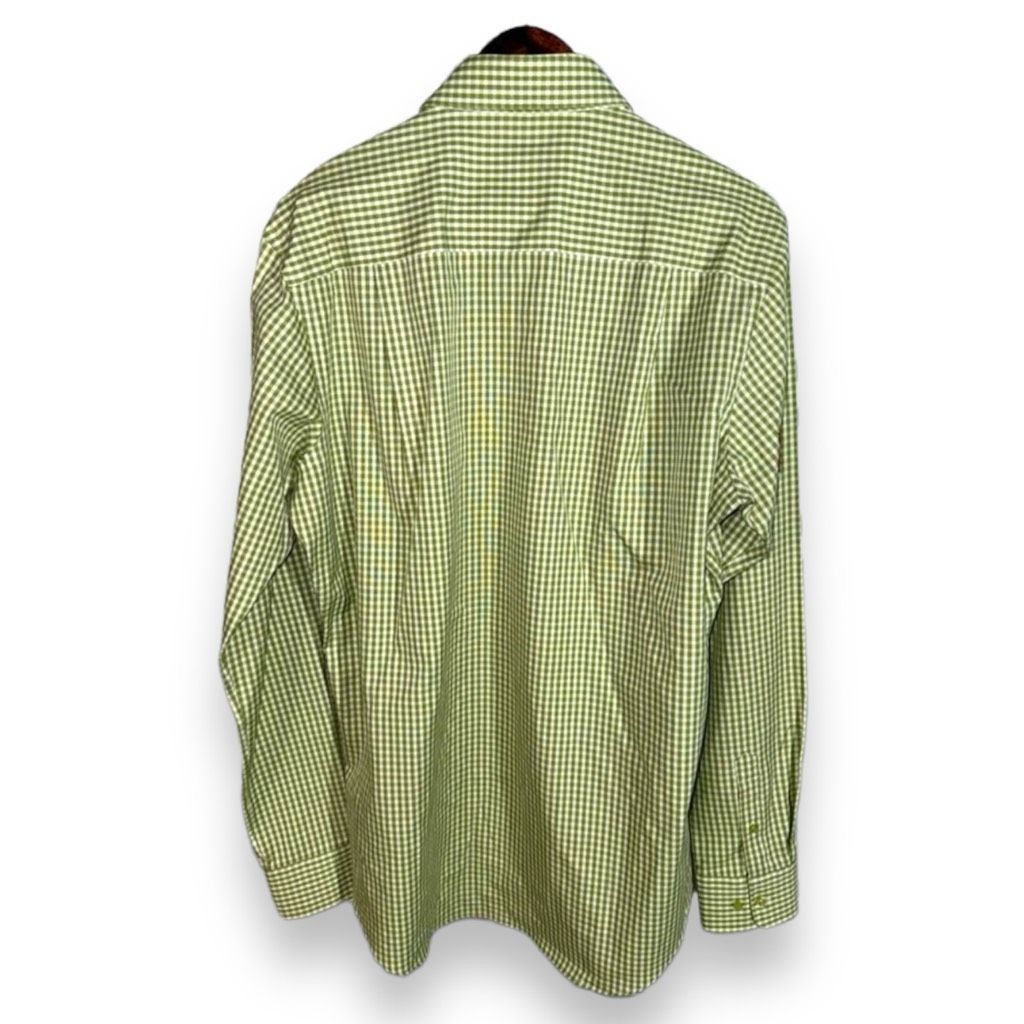 David Donahue David Donahue Green Check Trim Fit Dress Shirt Size L 16.5 3 Size US L / EU 52-54 / 3 - 12 Thumbnail