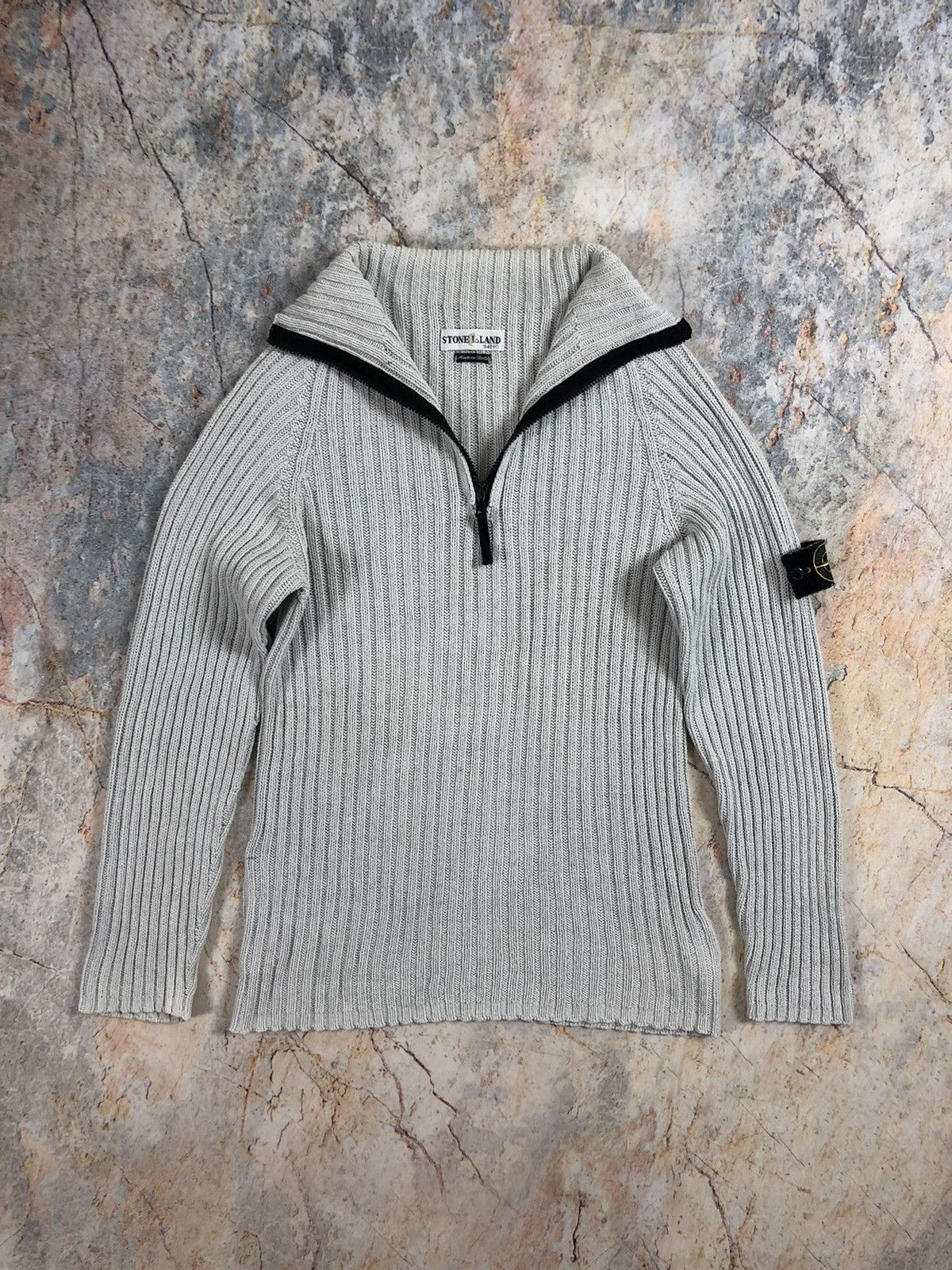 Pre-owned Stone Island X Vintage Stone Island Vintage Zip Pullover Sweater In Grey