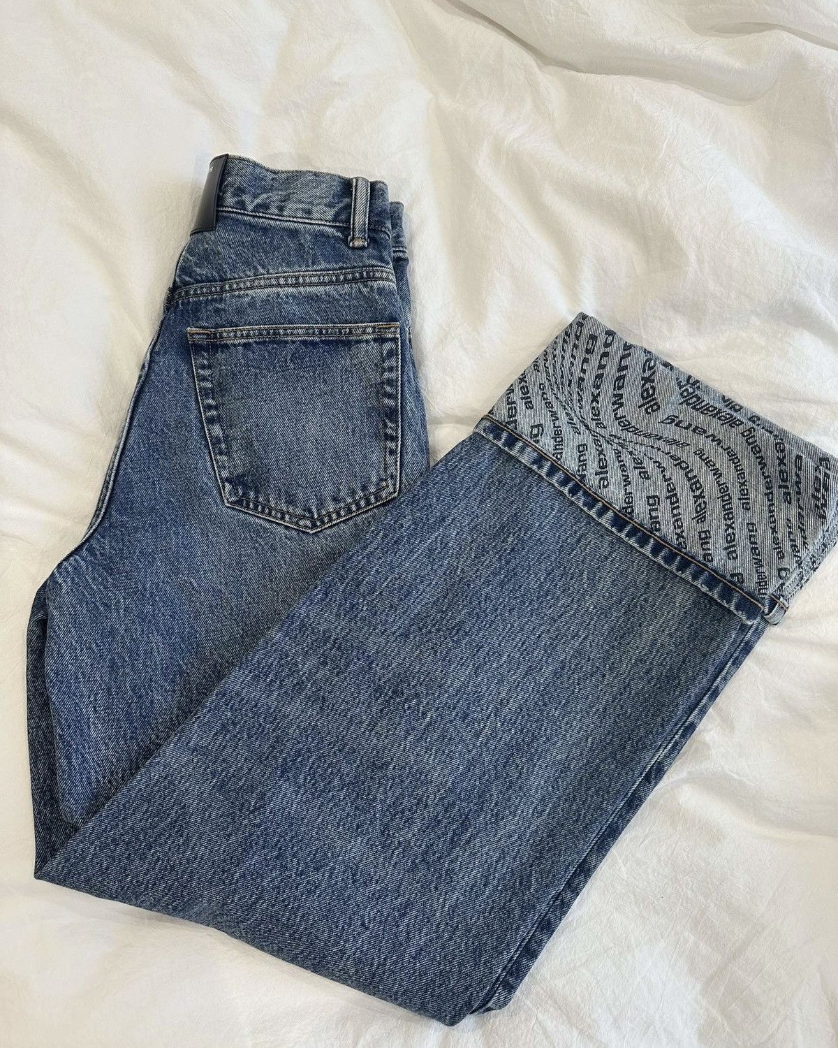 Alexander Wang Alexander Wang Wide Jean W/Logo Printed Cuff Size 24" / US 00 / IT 34 - 3 Thumbnail