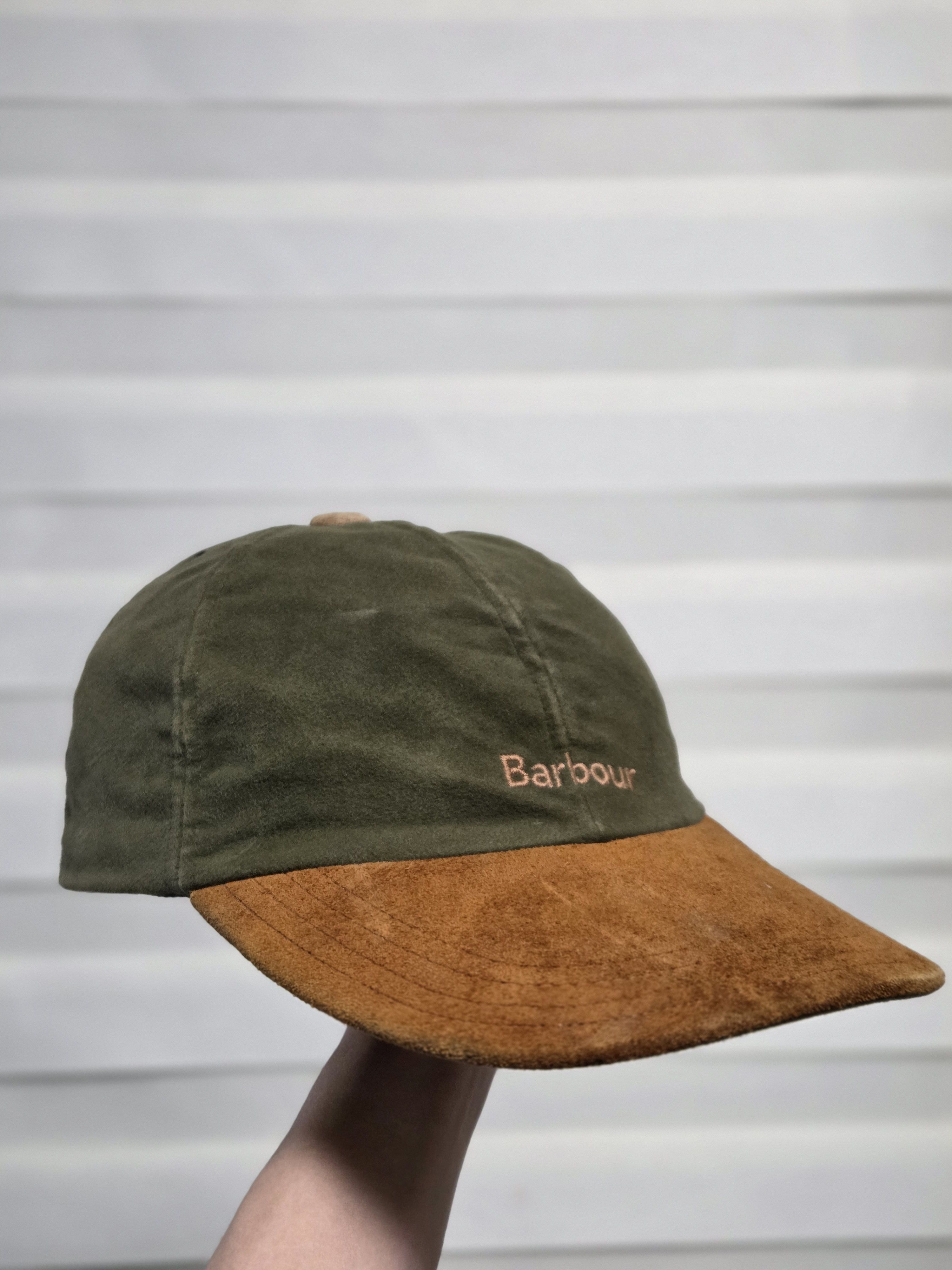 Barbour Vintage MADE IN SCOTLAND barbour Waxed Cotton Suede bill cap Size ONE SIZE - 4 Thumbnail