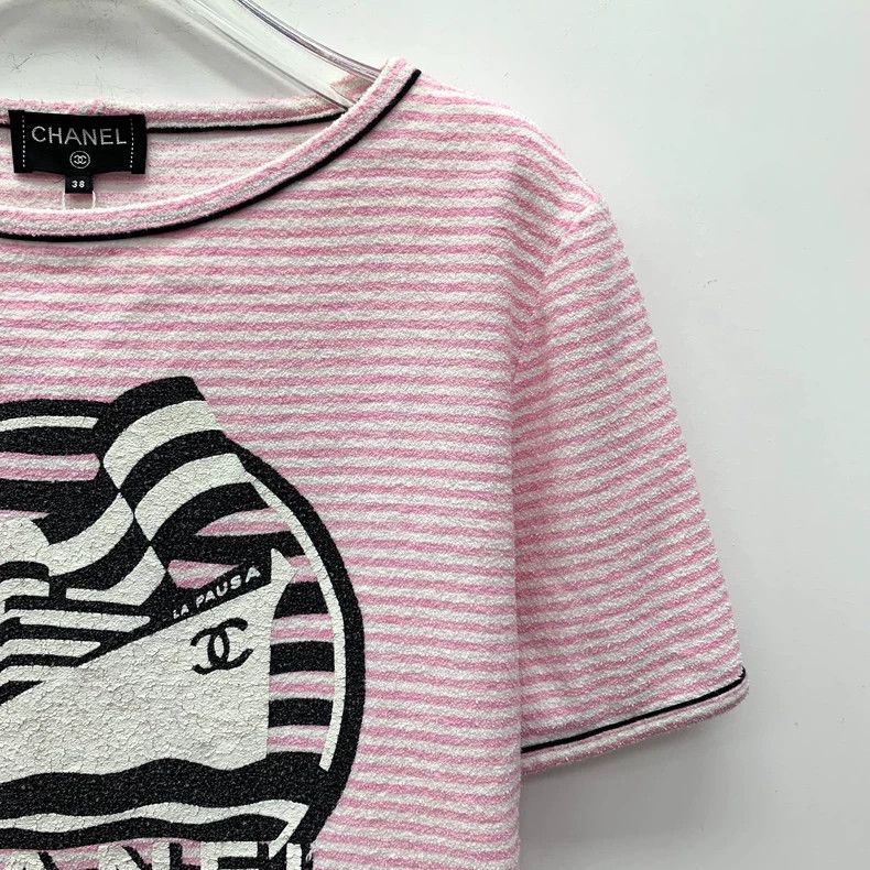 Chanel Chanel Cruise series pink striped cruise printed cotton ro Size S / US 4 / IT 40 - 3 Thumbnail