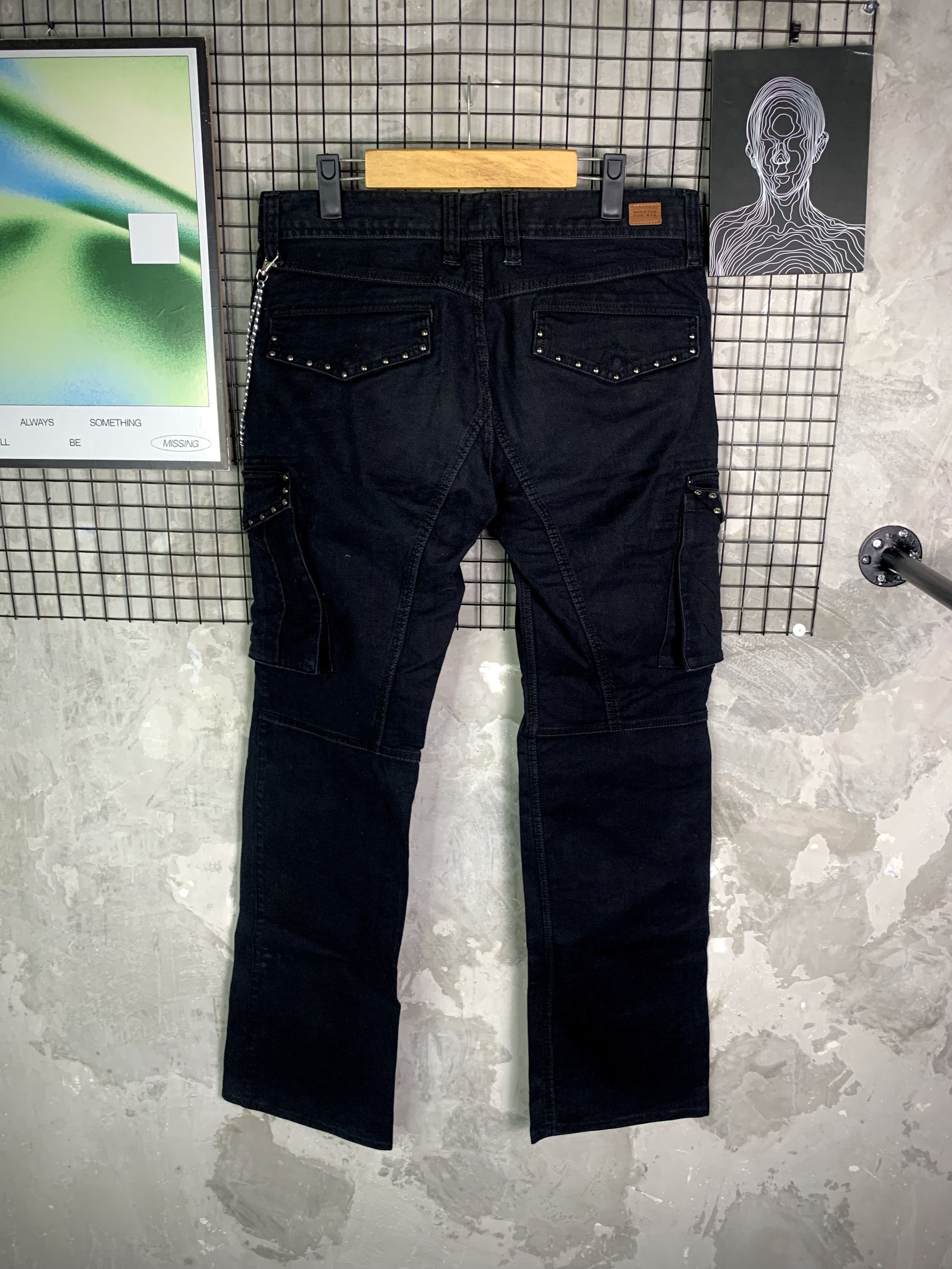 Nicole Club Nicole Club For Men Black Studded Punk Gothic Cargo Pant Size US 32 / EU 48 - 5 Thumbnail