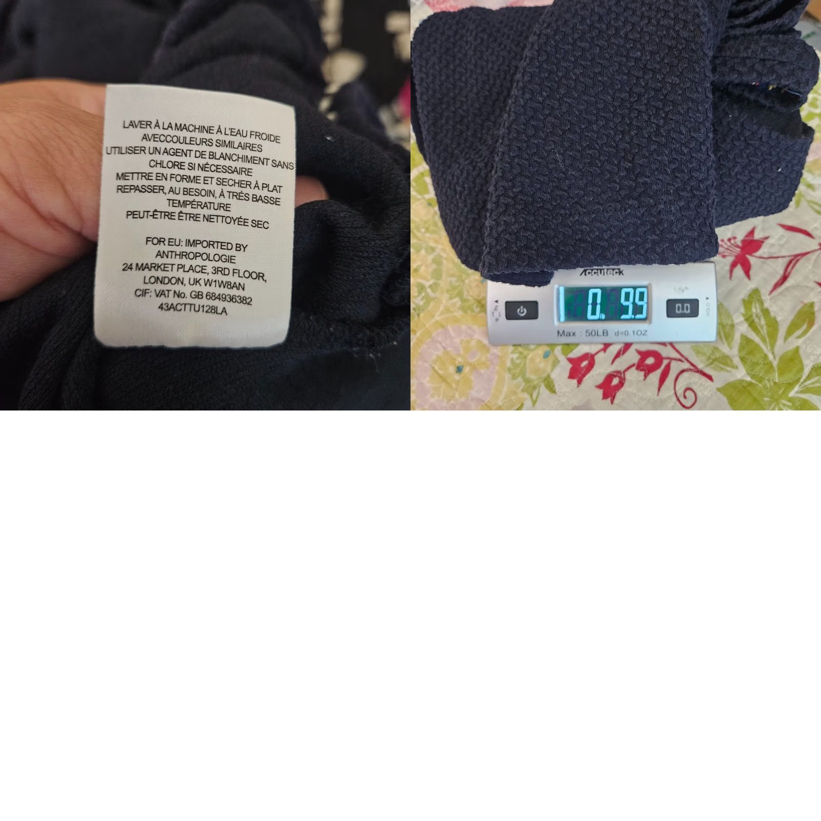 Anthropologie Deletta Navy Blue Knit Top Side Button Textured Boxy Back Cutout Round Neck Short Sleeve L Regular Womens Shirt Size L / US 10 / IT 46 - 8 Thumbnail