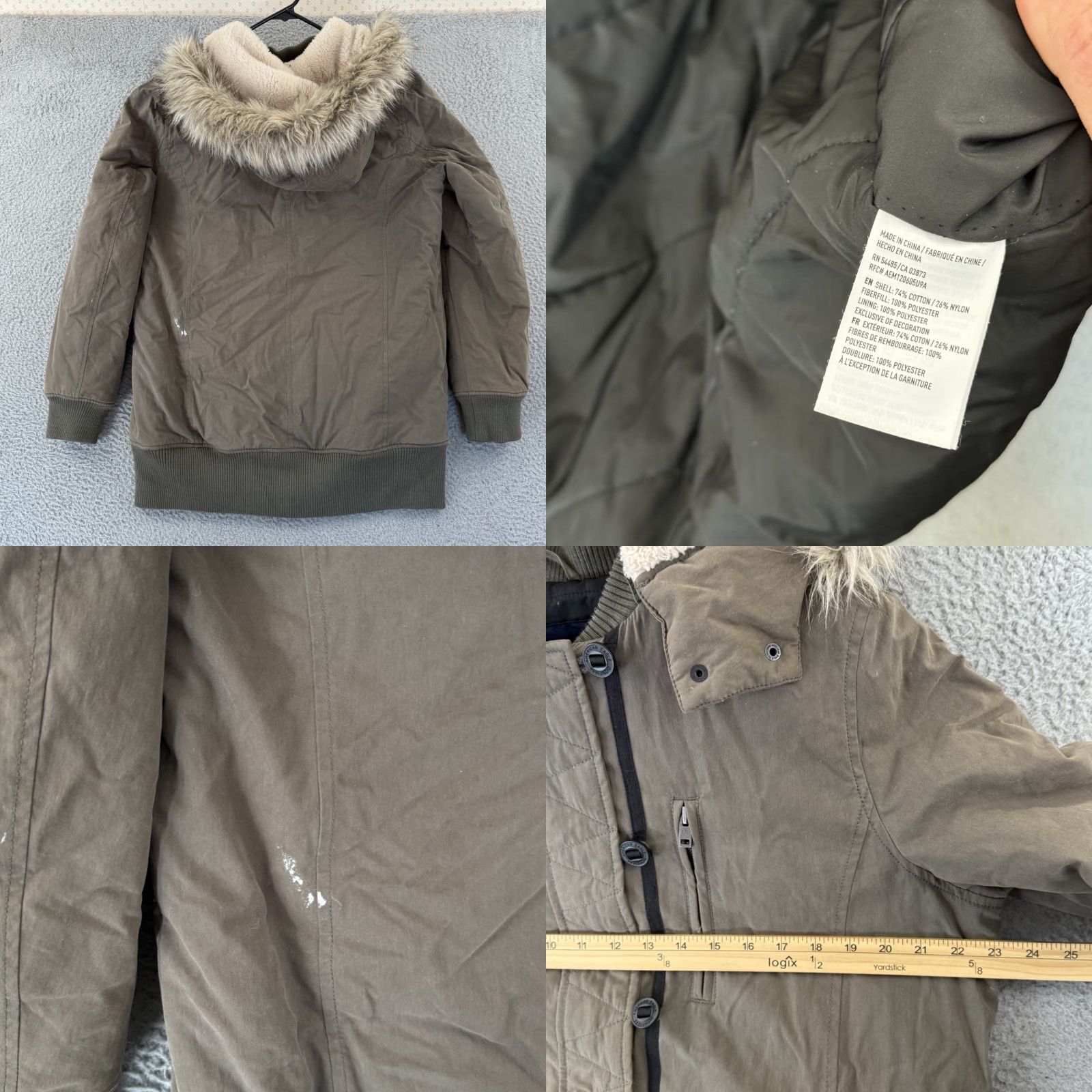 American Eagle Outfitters VINTAGE American Eagle Outfitters Jacket Womens Large Brown Lined Parka Faux Fur Hooded Zip Size L / US 10 / IT 46 - 8 Thumbnail