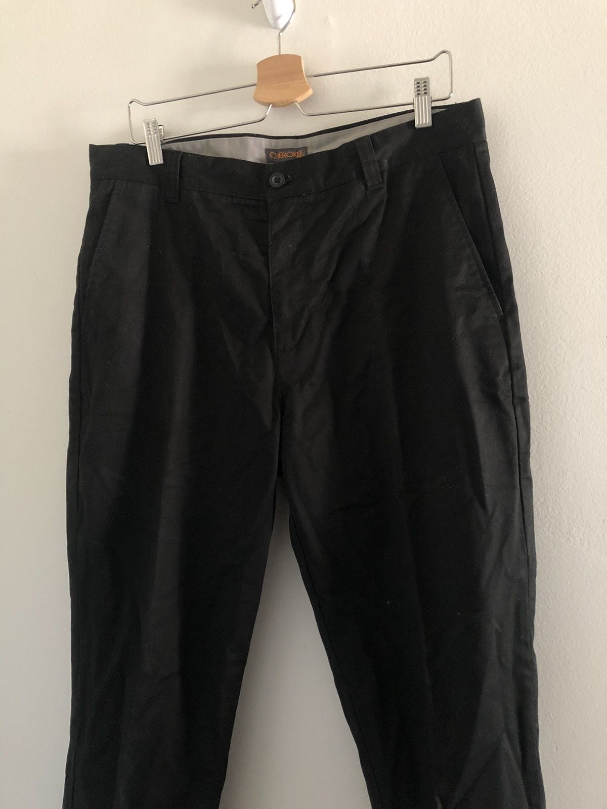 Vintage 34x30 Vintage Cherokee Work Pleated Chino Slack Pants Black Size US 34 / EU 50 - 2 Thumbnail