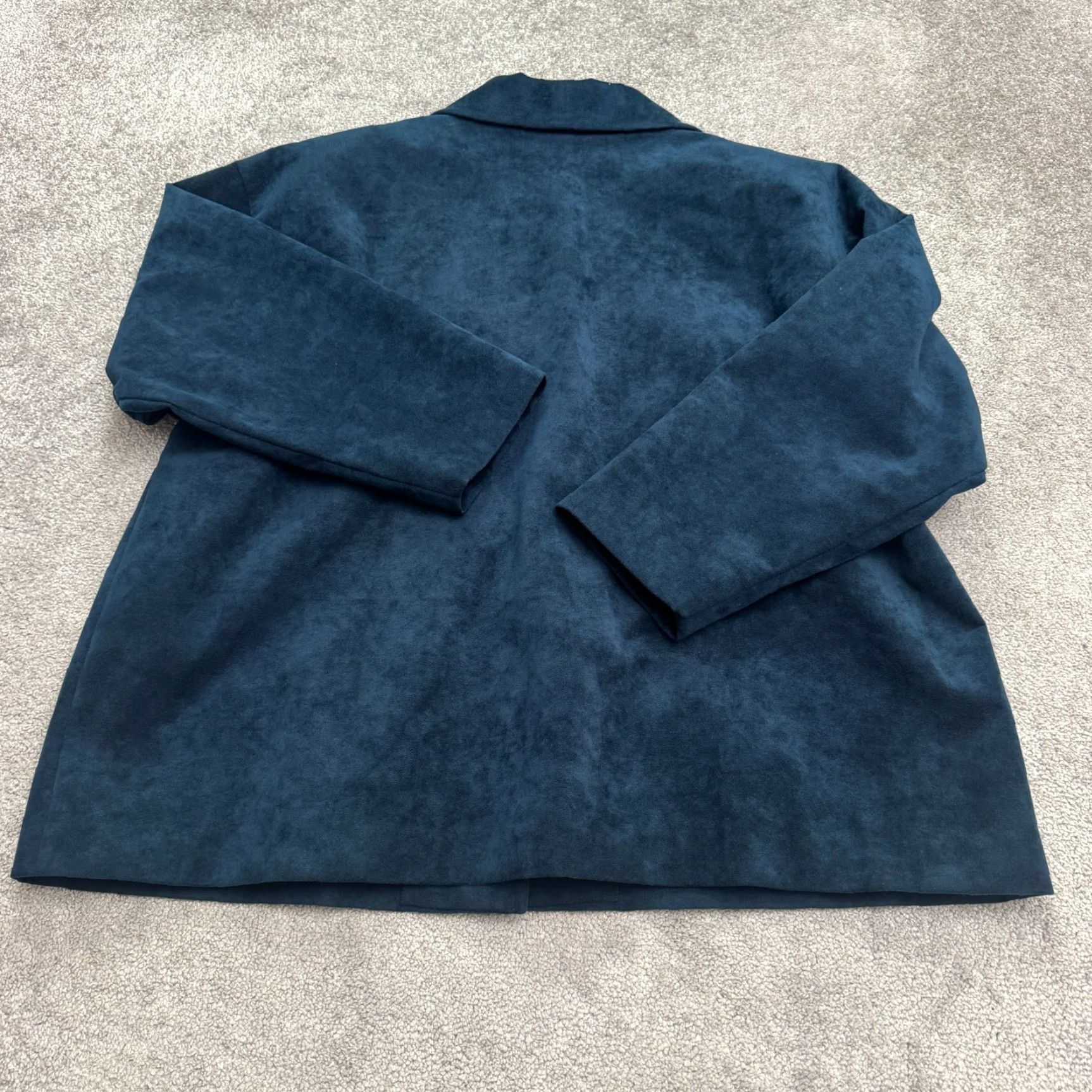 Vintage Unbranded Blazer Jacket Womens 2X Navy Blue Lightweight Long Sleeve Button Up Solid Blended Fabric Casual, Workwear, Travel Womens Menopause? Size XXL / US 16-18 / IT 52-54 - 2 Thumbnail