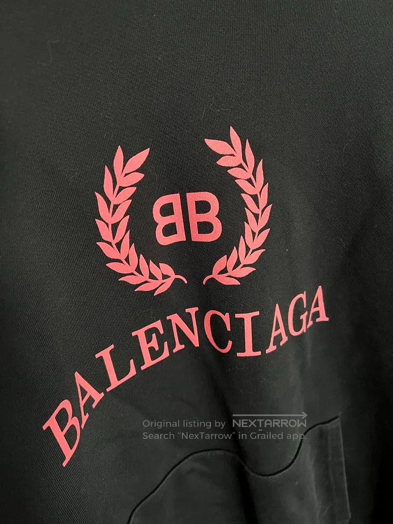 Balenciaga Balenciaga Black and Pink Wheat Spike Logo Letter Hoodie Size US L / EU 52-54 / 3 - 2 Thumbnail