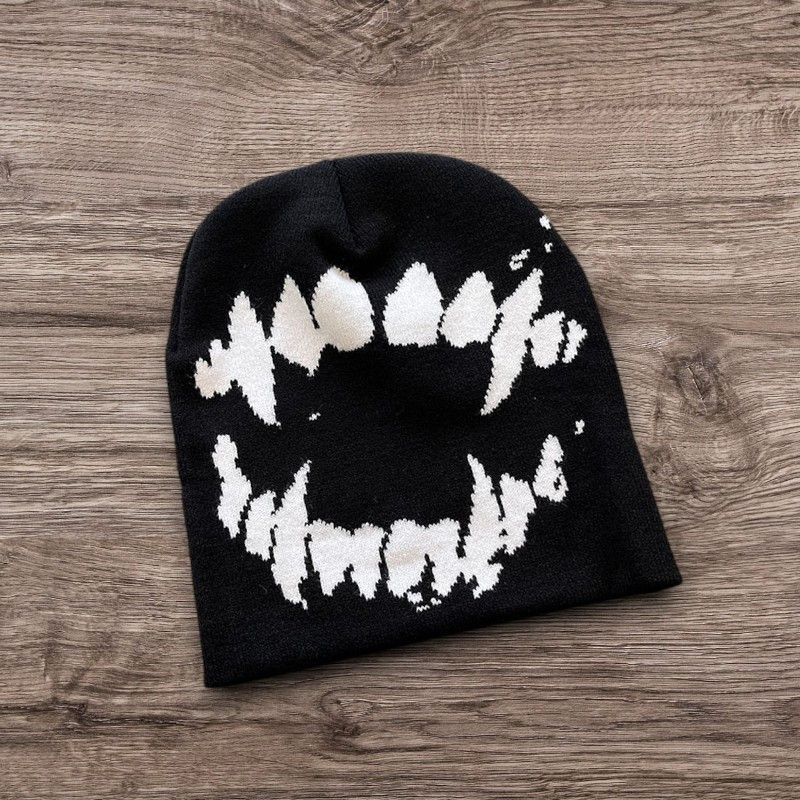 The Unbranded Brand Opium Skull Punk ALT Grunge Fangs Beanie Hat Size ONE SIZE - 1 Preview