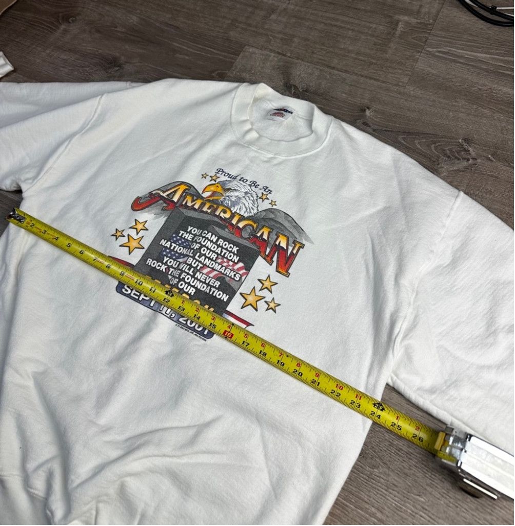 Jerzees VINTAGE Men's “Proud to be an American” Crewneck XL White Size US XL / EU 56 / 4 - 5 Thumbnail