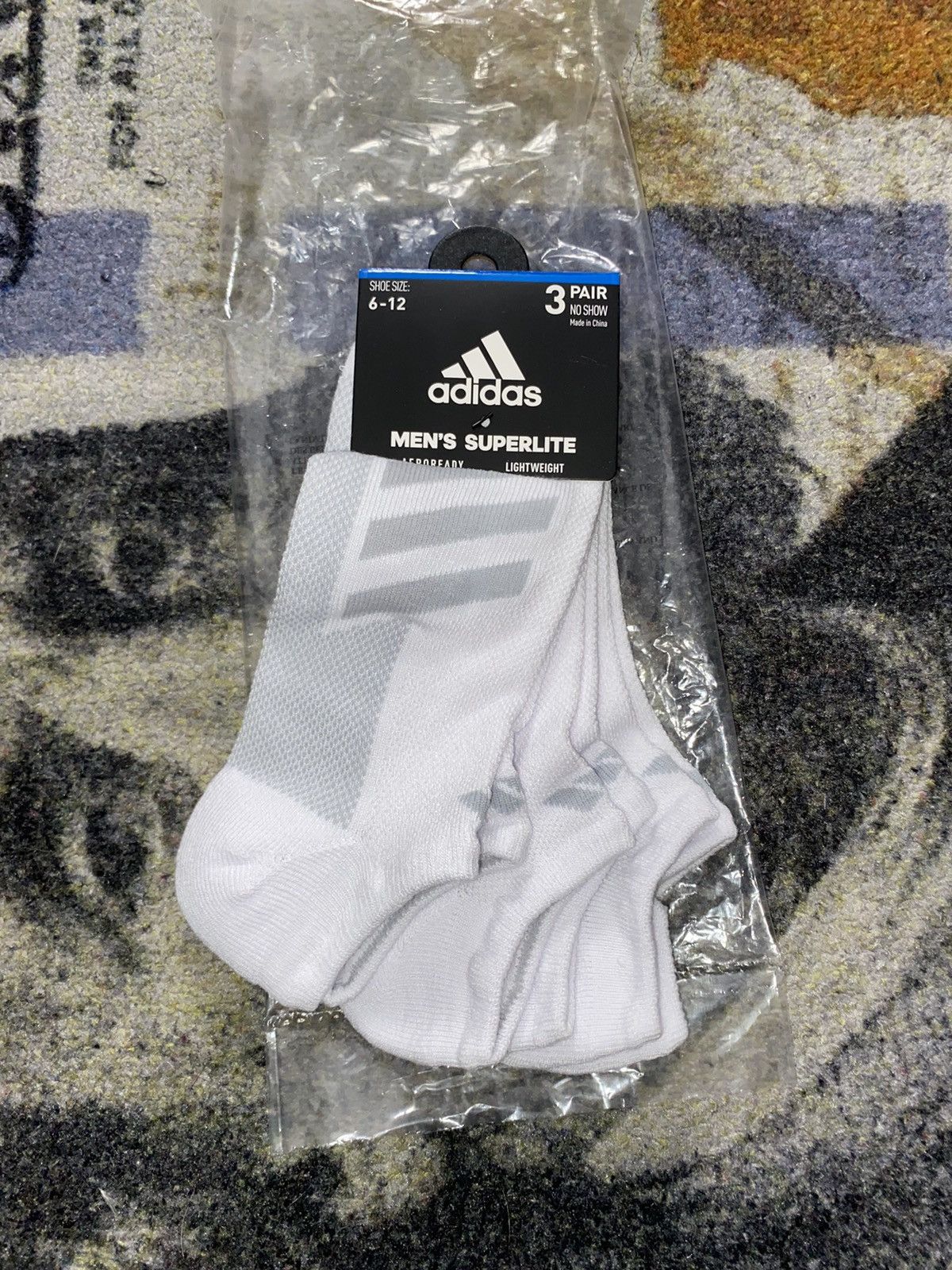 Adidas Adidas Superlite Stripe No-Shoe Socks (3 PAIRS) LARGE Size ONE SIZE - 1 Thumbnail