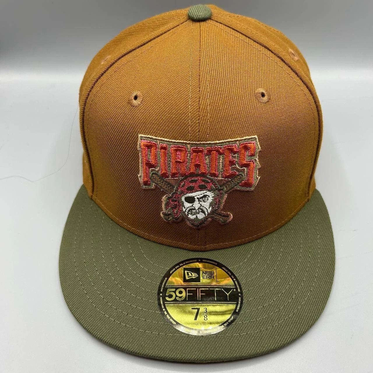 New Era Pittsburgh Pirates Hat Men 7 3/8 Brown Green MLB Fitted Cap Size ONE SIZE - 1 Thumbnail