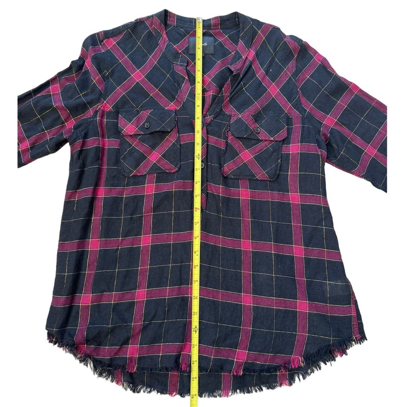 Rails Rails Redding Frayed Plaid Metallic Gold Button-Down Shirt Size M / US 6-8 / IT 42-44 - 4 Thumbnail