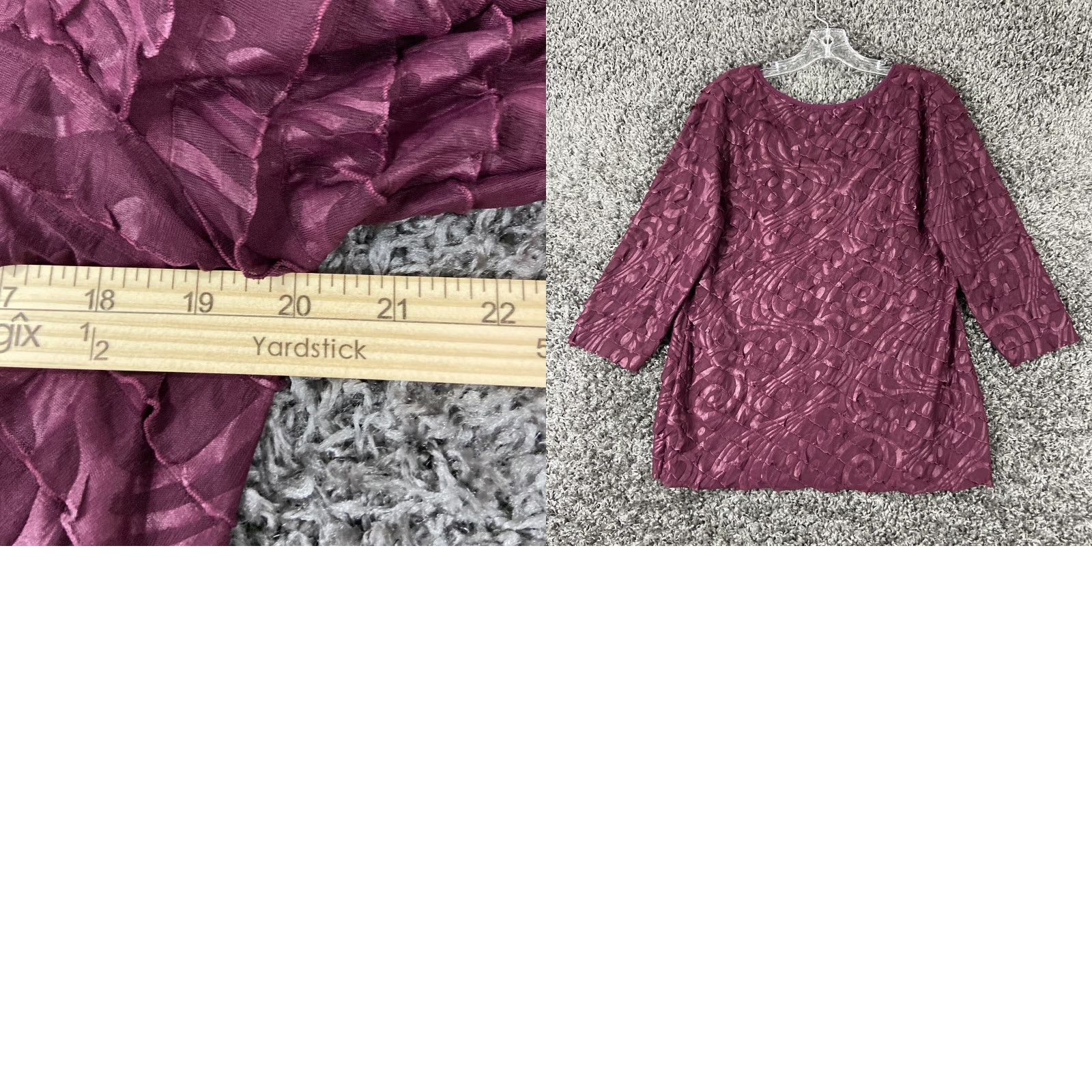 Element ELEMENTZ Blouse Shirt Women L Purple 3/4 Sleeve with Ruffles Ladies Top Size L / US 10 / IT 46 - 8 Thumbnail