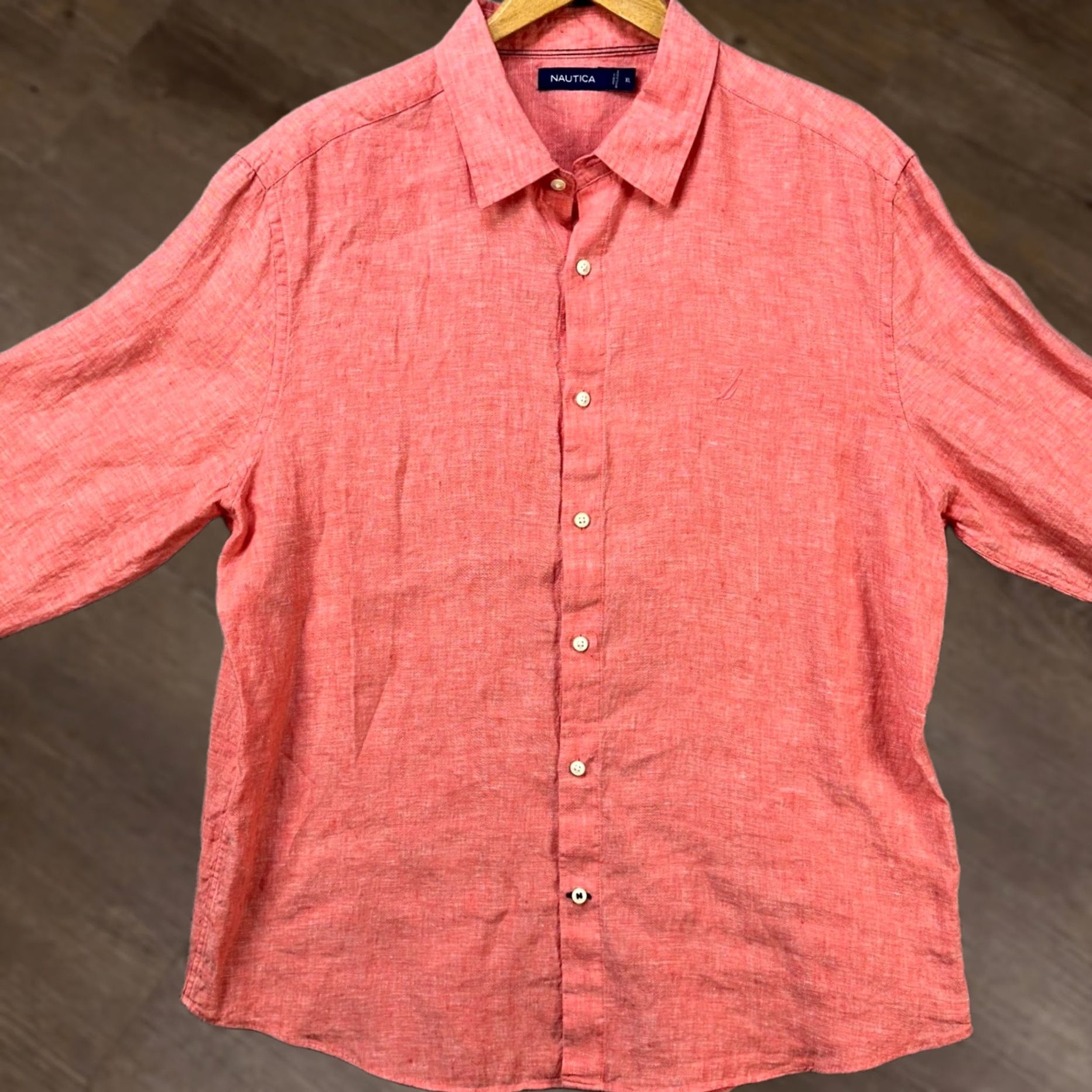 Nautica Nautica Linen Shirt Button Up Mens XL Pink Long Sleeve Casual Outdoor Comfort Button-Up Shirt Mens XL Pink Linen Breathing Preppy Size US XL / EU 56 / 4 - 1 Thumbnail