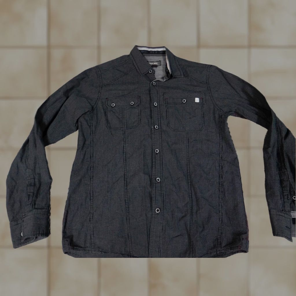 Vintage Projek Raw Mens Button-Up Shirt Small Gray Plaid Casual Regular Long Sleeve Knit Cotton Button-Down Collared Neckline Mens Size US S / EU 44-46 / 1 - 1 Thumbnail