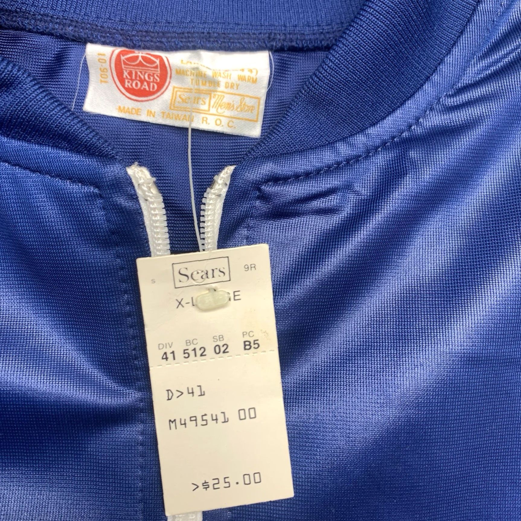 Sears Vintage Sears Track Jacket Mens Large Blue Full Zip Up 70s Disco Hippie NWT Size US L / EU 52-54 / 3 - 6 Thumbnail