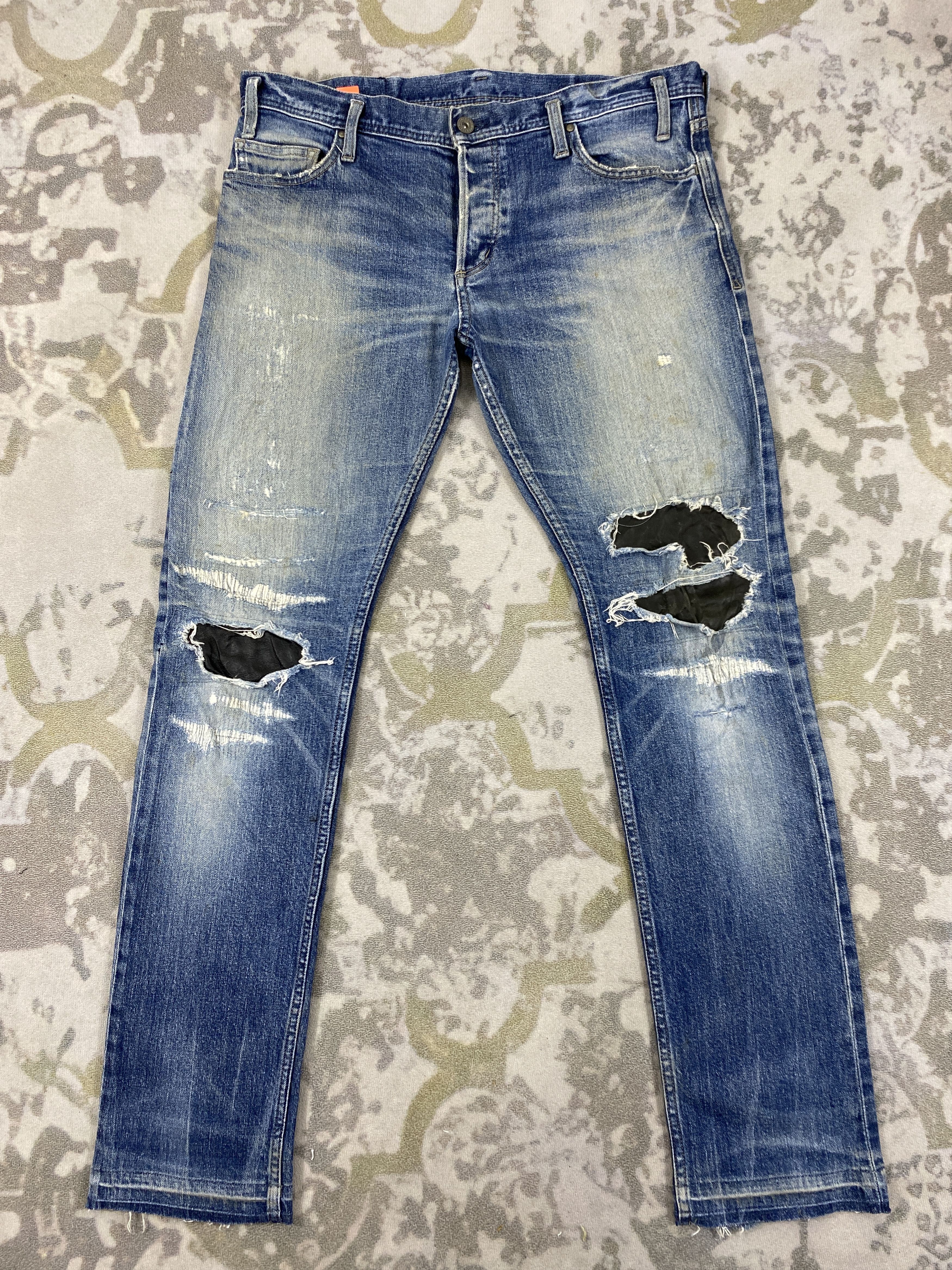image of Hype Distressed Blue Jeans 35X32 Denim- Jn3627 in Blue Distressed, Men's