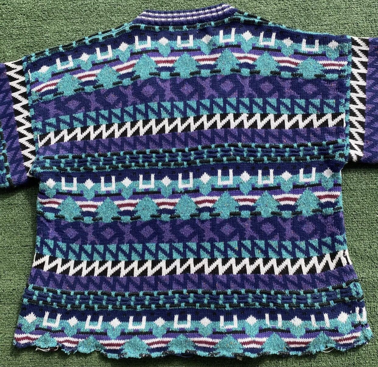 Handmade Up Cycled Colorful Pattern One Of A Kind Sweater Large Size L / US 10 / IT 46 - 7 Thumbnail