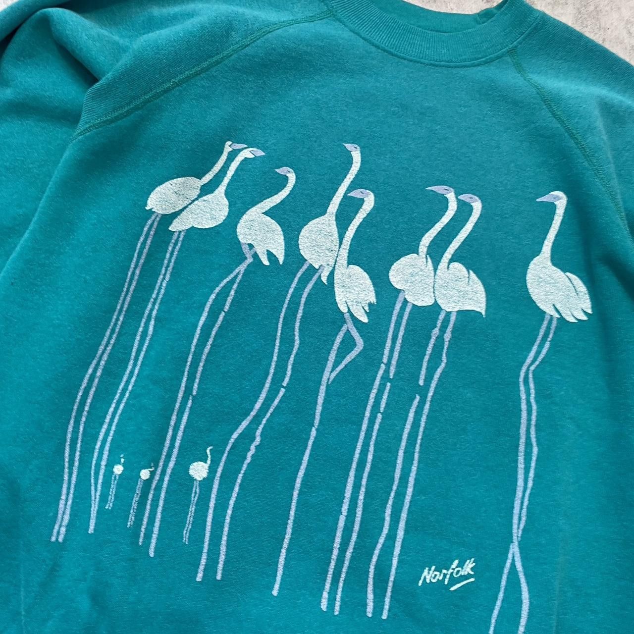 Hanes 80s teal green Brids vintage sweatshirt with white Size US S / EU 44-46 / 1 - 2 Thumbnail