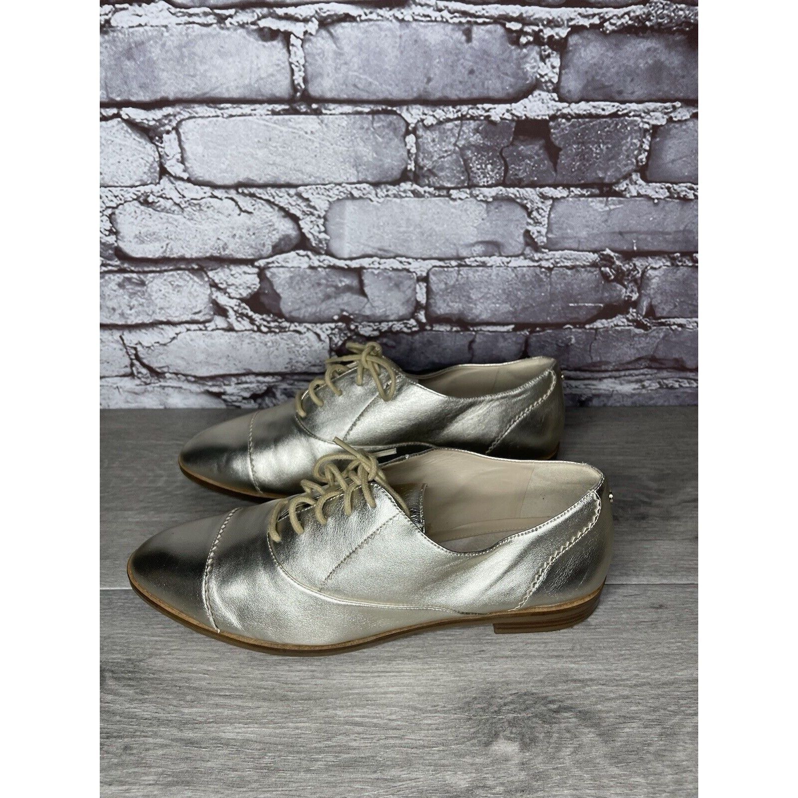 Cole Haan COLE HAAN Go To Collection Arden Gold Metallic Leather Oxfor Size US 10 / IT 40 - 22 Thumbnail