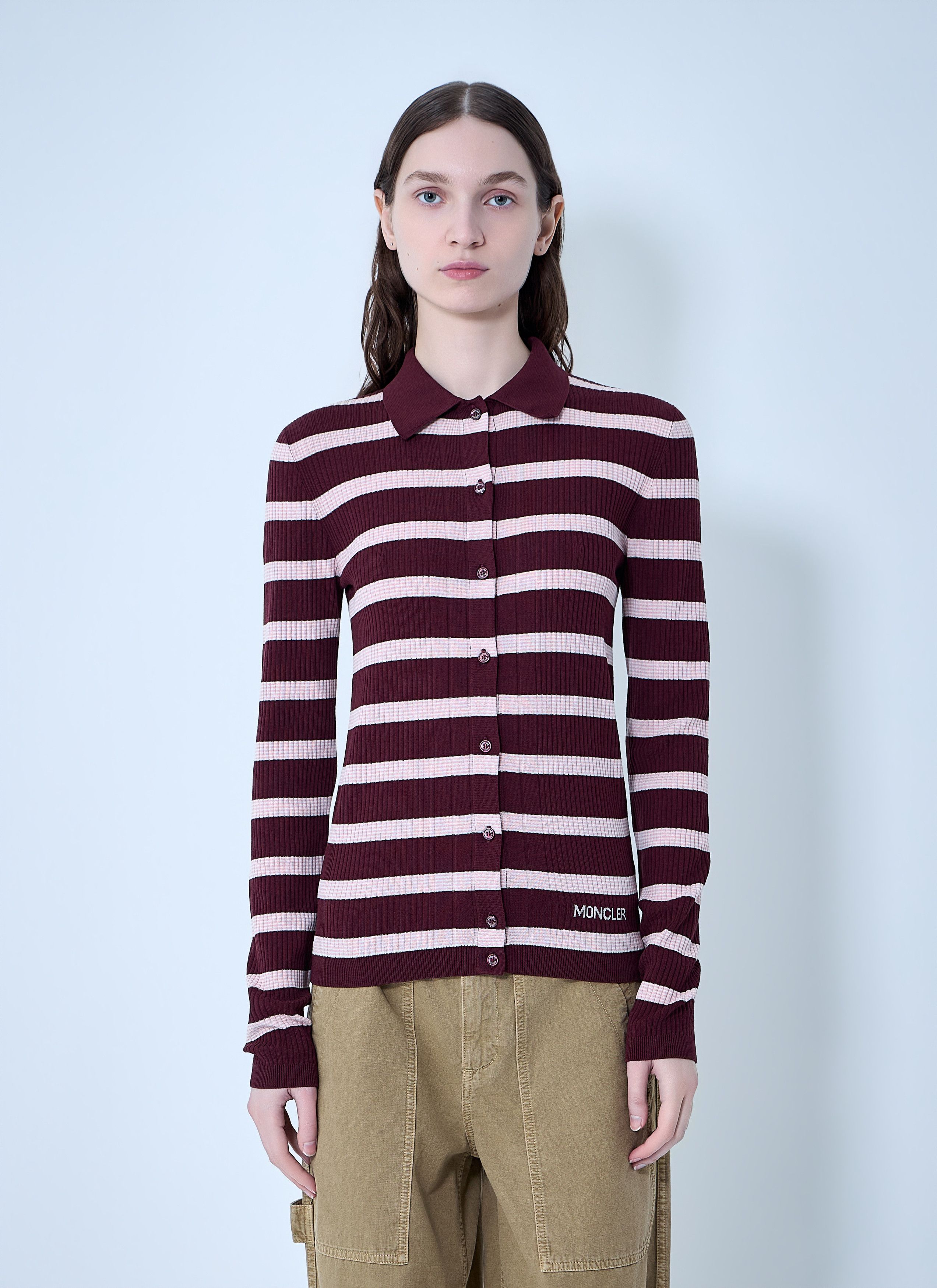 Moncler Ribbed Knit Striped Cardigan Size M / US 6-8 / IT 42-44 - 1 Thumbnail