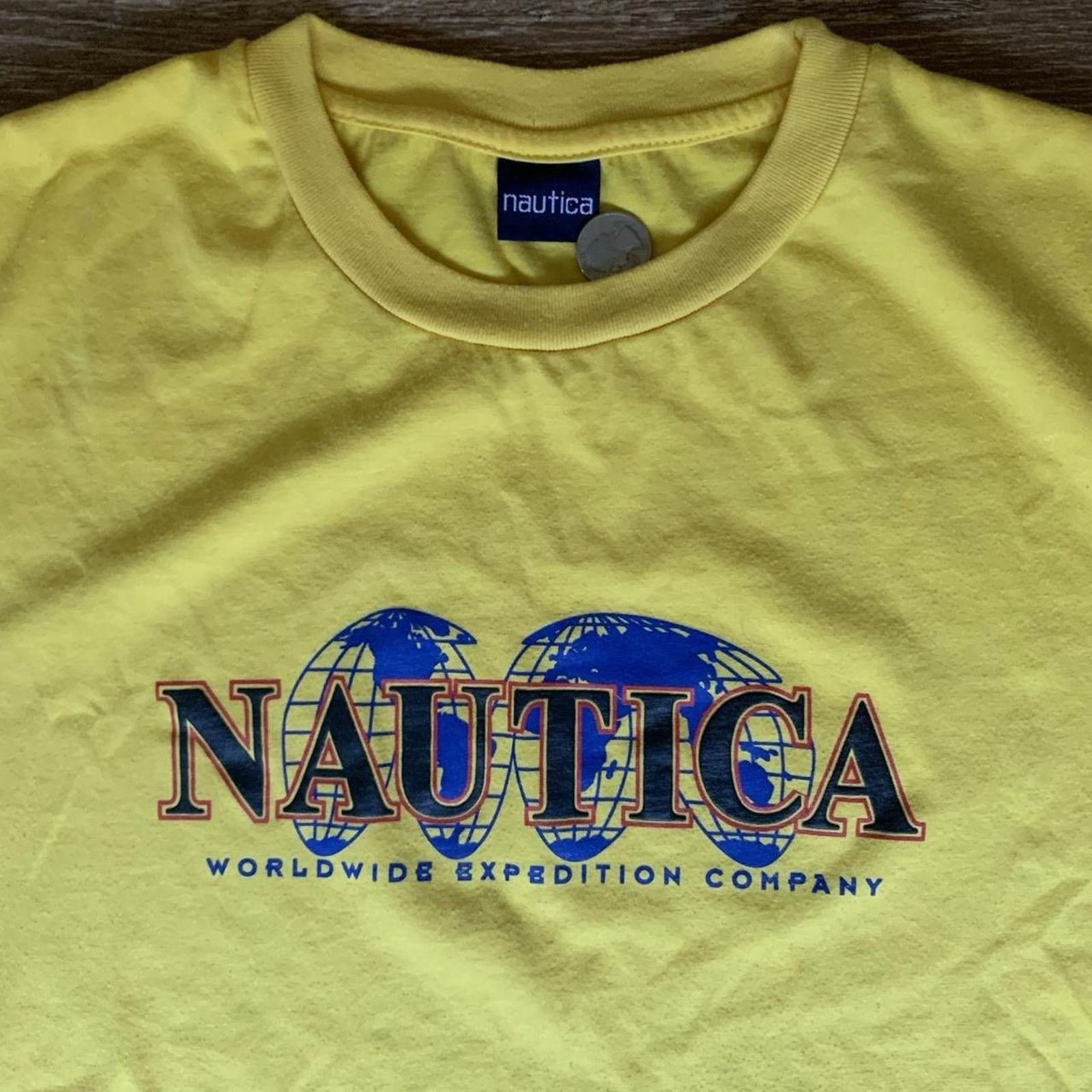 Nautica Vtg 90s Yellow Nautica Expedition Company Tee Size S/M Size US M / EU 48-50 / 2 - 2 Thumbnail