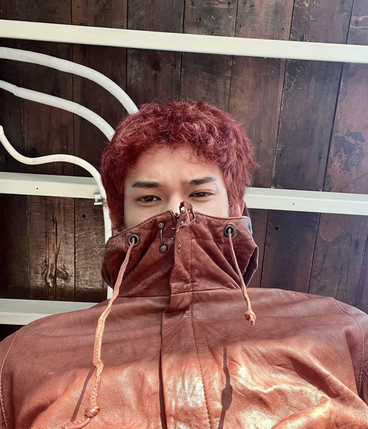 VTG JAPAN Hoodie Leather Jacket APOCALYPSE STYLE / LGB