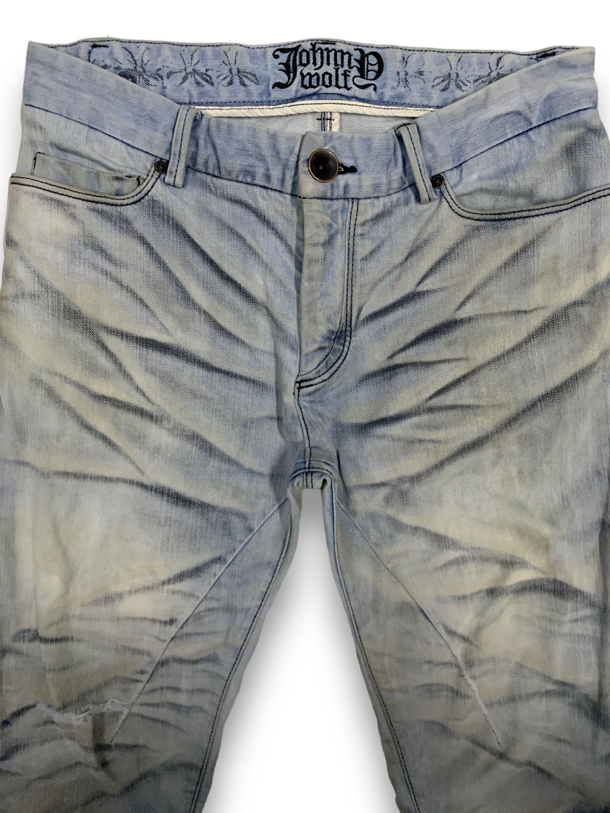 14th Addiction × Japanese Brand × Seditionaries ‼️RARE‼️Japanese Brand Johny Wolf Thrashed Mud Wash Punk Jeans Size US 31 - 3 Thumbnail