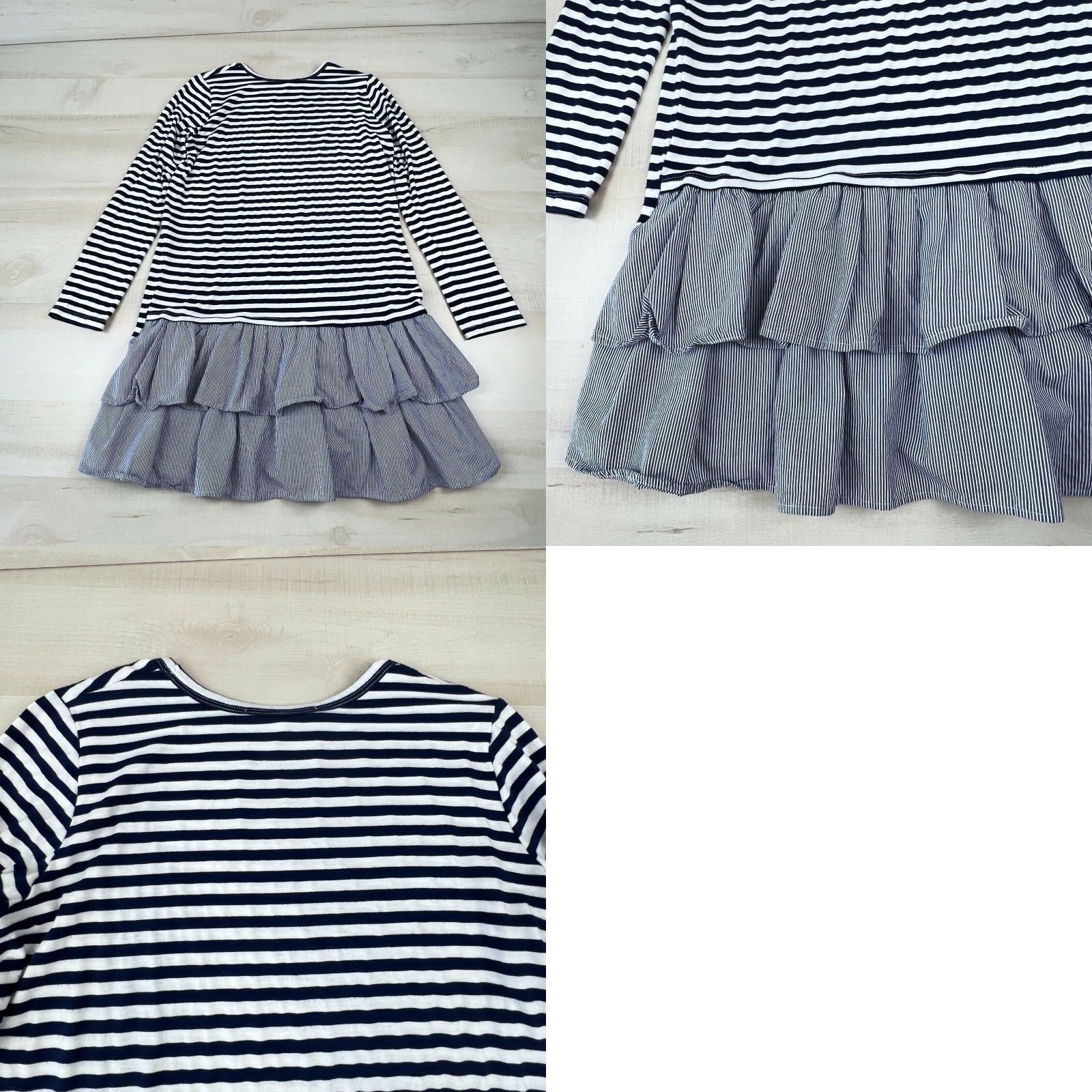 Vintage Clu Too Womens Navy Blue White Striped Tunic Top Small Long Sleeve Flounce Shirt Size S / US 4 / IT 40 - 8 Thumbnail