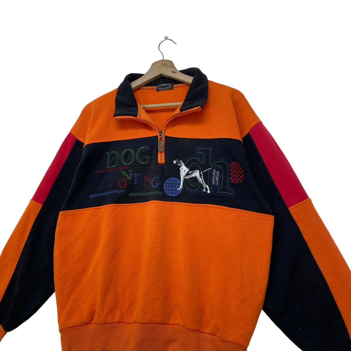 Japanese Brand × Lindbergh × Vintage Japanese Brand Dog Hunting Embroidery Pull Over Half Zip Size US M / EU 48-50 / 2 - 3 Thumbnail