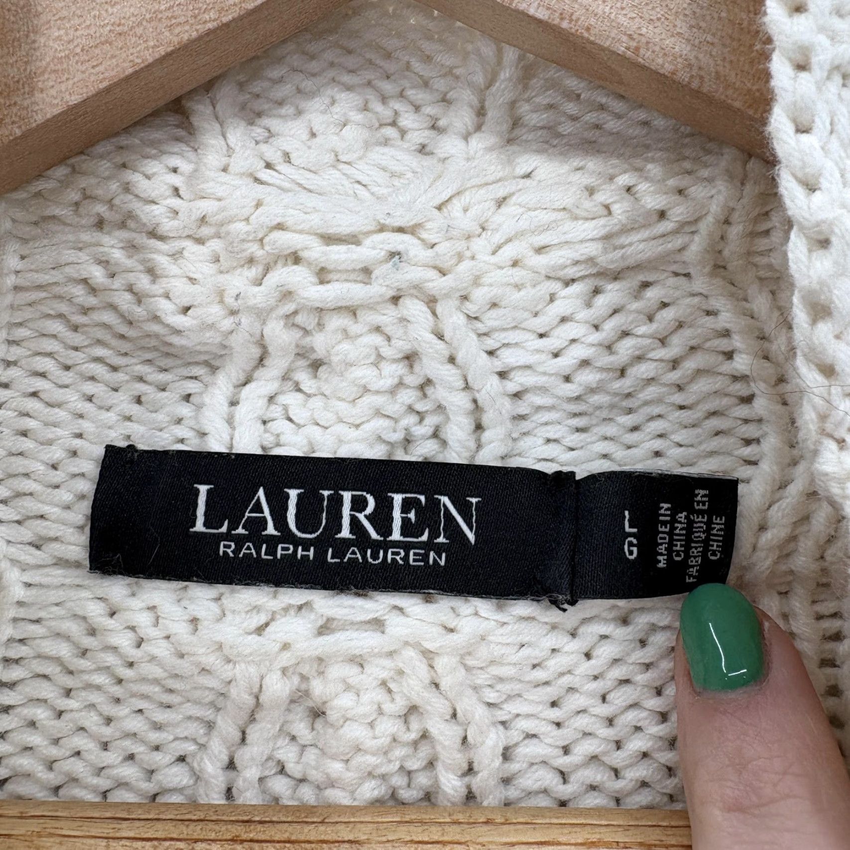 Ralph Lauren Lauren Ralph Lauren Sweater Womens Large White Cable Knit Cowl Neck Fisherman Size L / US 10 / IT 46 - 4 Thumbnail