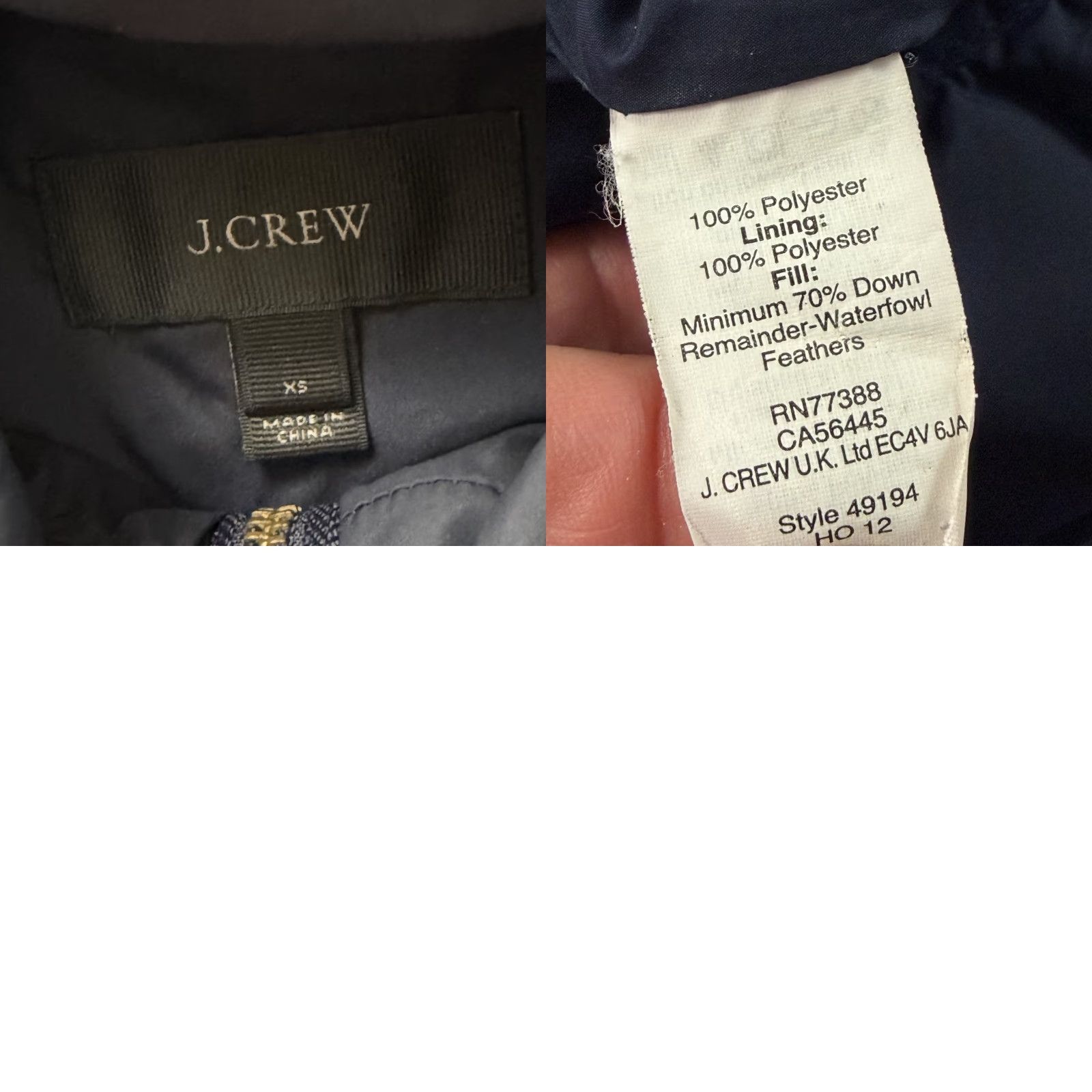 J.Crew VINTAGE J.CREW Vest Womens XS Blue Down Puffer Full Zip Quilted Pockets Lined 49194 Size XS / US 0-2 / IT 36-38 - 8 Thumbnail