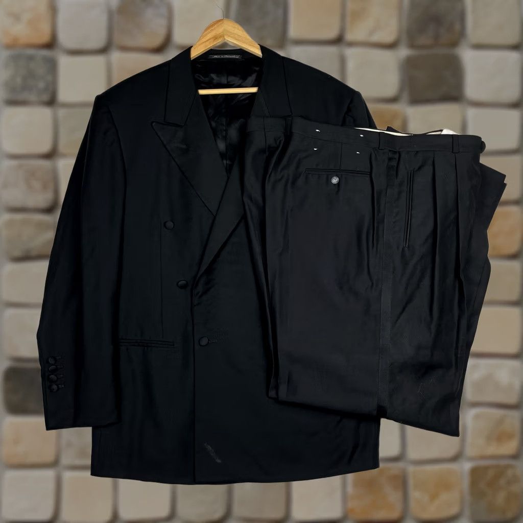 Ermenegildo Zegna VINTAGE Ermenegildo Zegna Suit Tuxedo Double Breasted Black Solid 42R Pants 38x32 Mens 90s Classic Size 42R - 1 Thumbnail