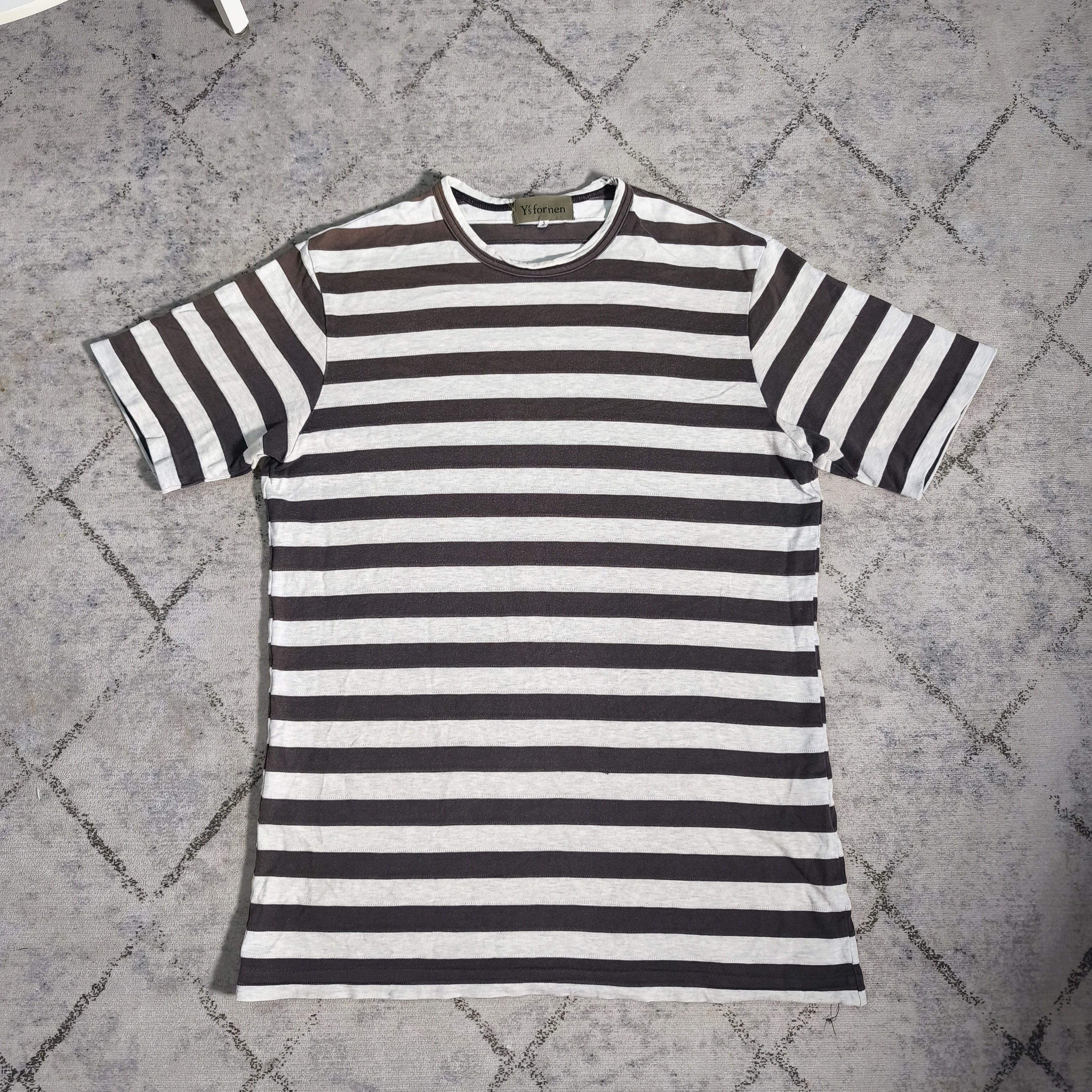 Y's for Men × Yohji Yamamoto Vintage Y's for men Yohji Yamamoto striped stitching Tshirt Size US L / EU 52-54 / 3 - 1 Thumbnail