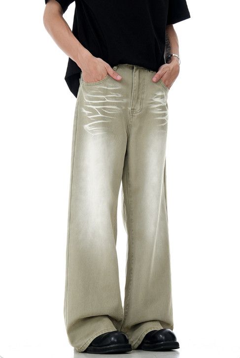 Vintage Men's distressed washed straight loose wide-leg jeans Size US 32 / EU 48 - 2 Thumbnail