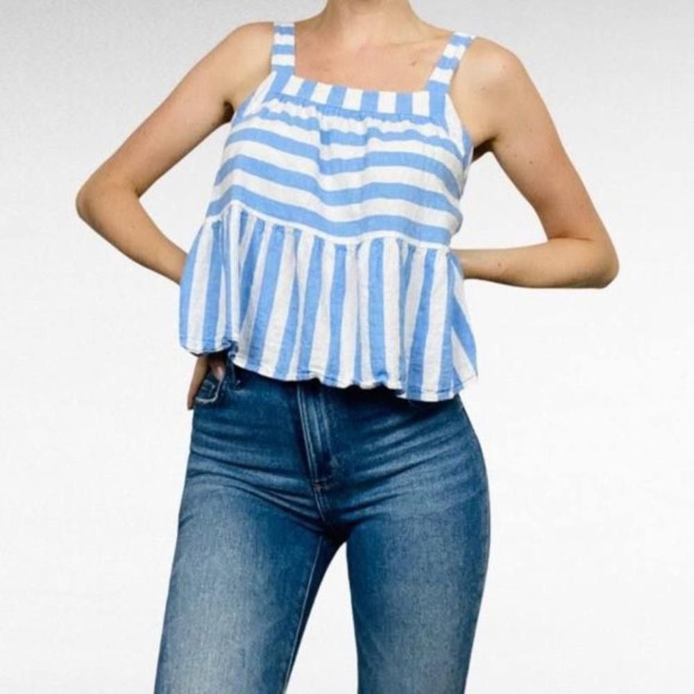 Designer LOFT l Striped Linen Babydoll Blouse Size Medium Size M / US 6-8 / IT 42-44 - 8 Thumbnail