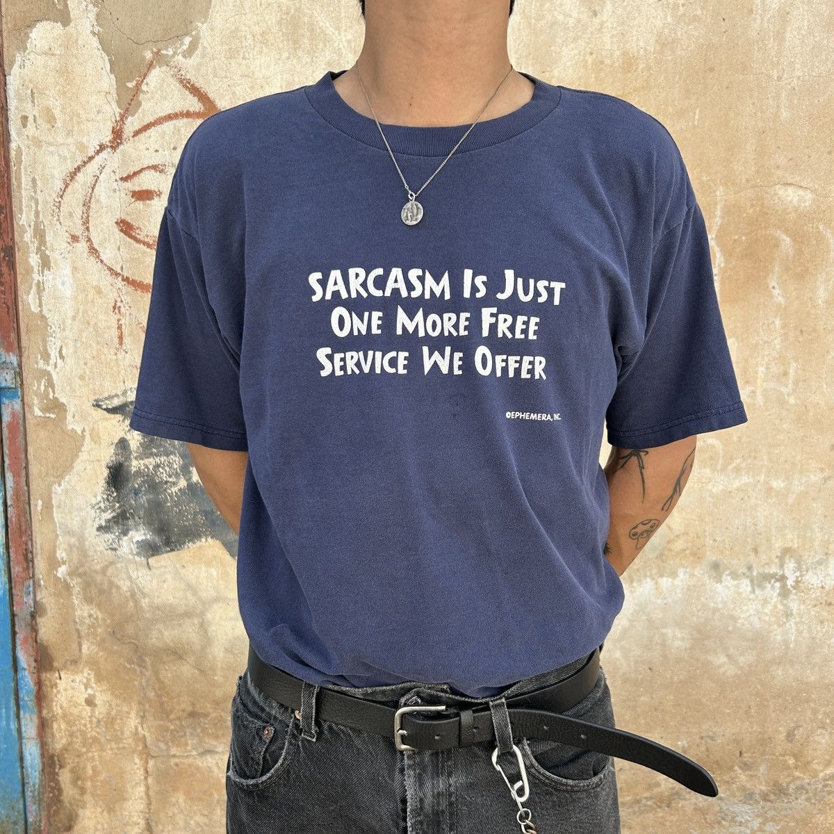 Vintage 1990s Sarcasm T-Shirt Size US L / EU 52-54 / 3 - 1 Thumbnail