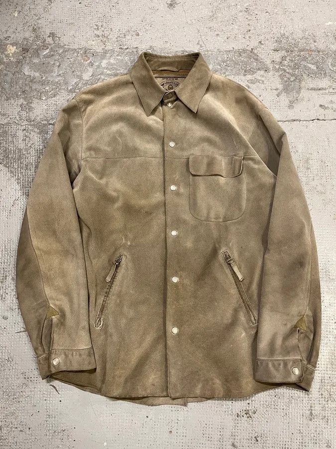 Armani 1990s Armani Beige Suede Leather Shirt Size US L / EU 52-54 / 3 - 3 Thumbnail