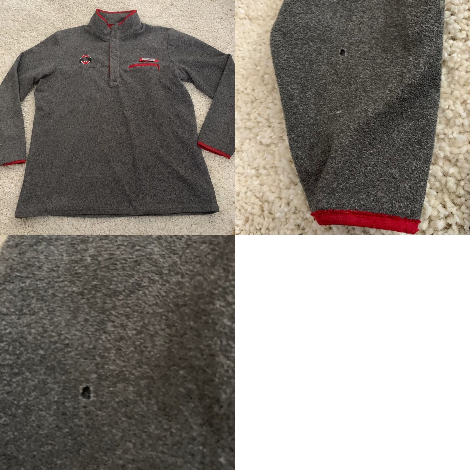 Vintage Columbia PFG Harborside Pullover Mens Large Gray Ohio State Fleece 1/4 Zip 1/2 Zip 100% Polyester Solid Jacket Casual Collection Size US L / EU 52-54 / 3 - 8 Thumbnail