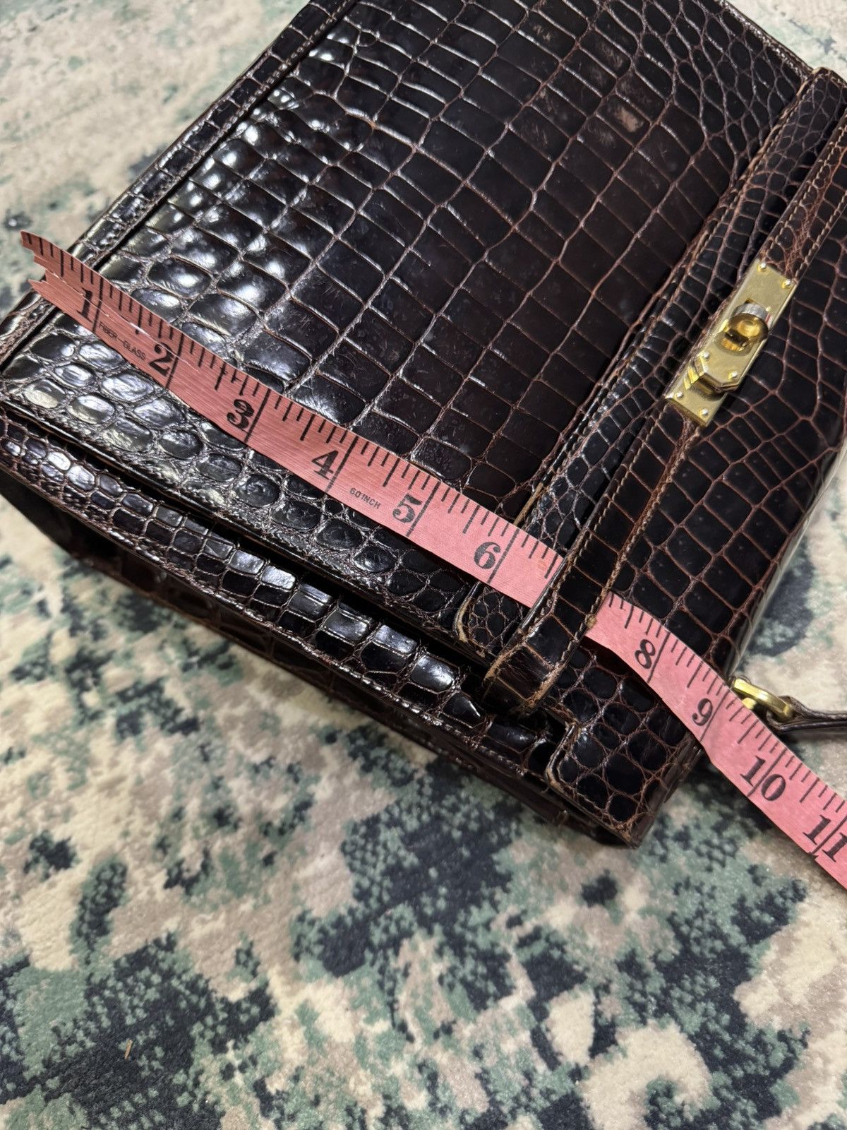 Genuine Leather VINTAGE BIANCHI & NARDI DARK BROWN CROCODILE LEATHER BAG Size ONE SIZE - 11 Thumbnail