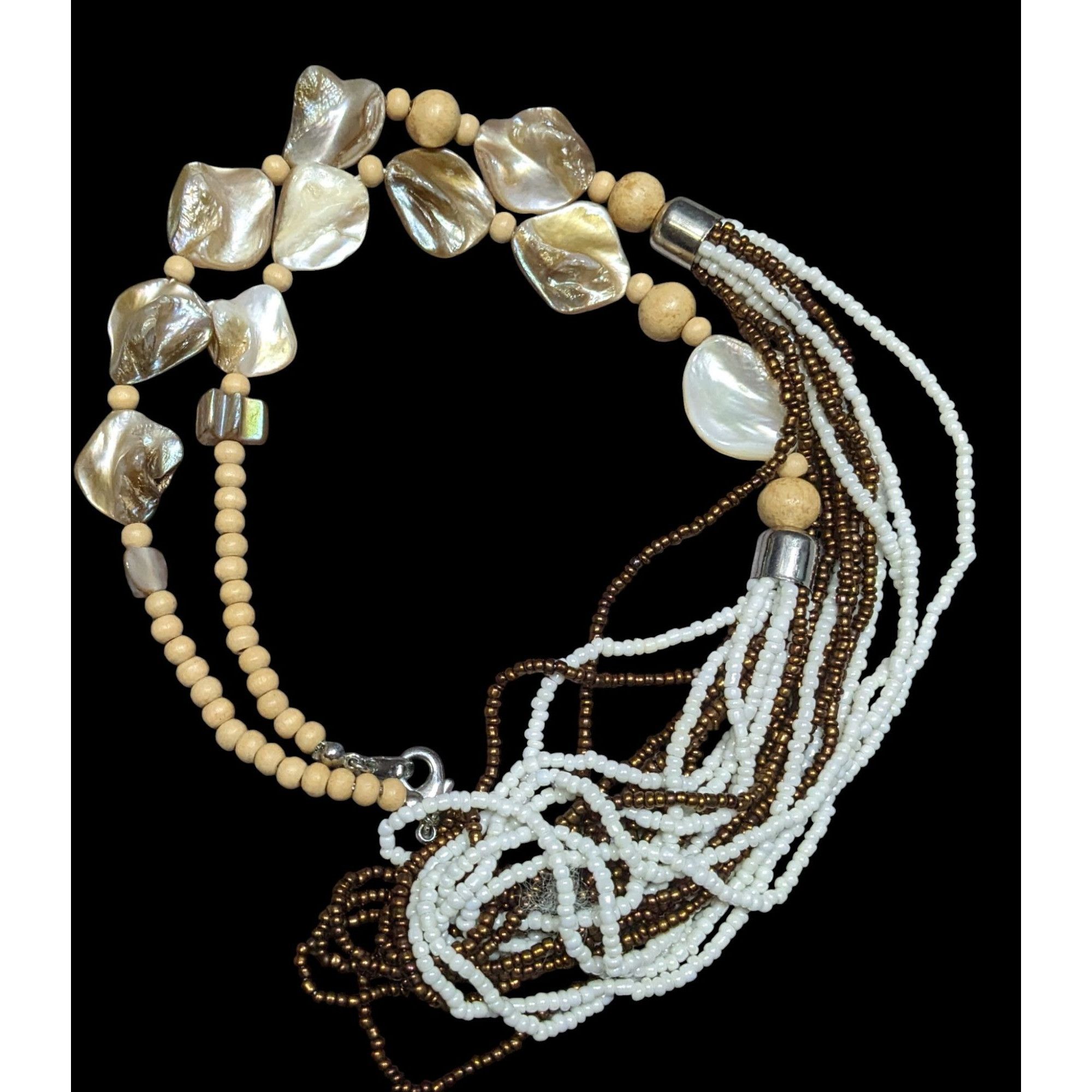 Other Vintage Bohemian Shell Glass And Wood Beaded Necklace Size ONE SIZE - 1 Thumbnail