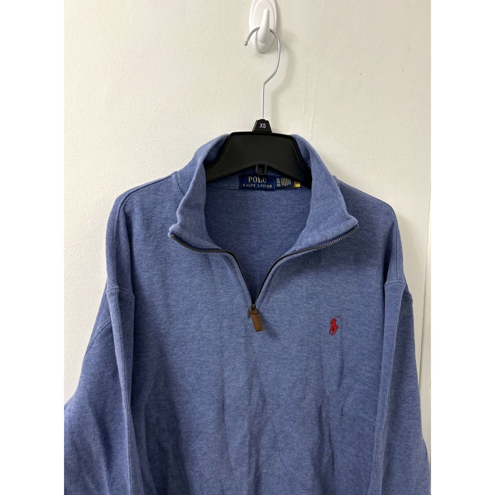 Ralph Lauren VINTAGE Polo Ralph Lauren Sweater Mens XL Blue 1/4 Zip Pullover Sweatshirt Red Pony Size US XL / EU 56 / 4 - 2 Thumbnail