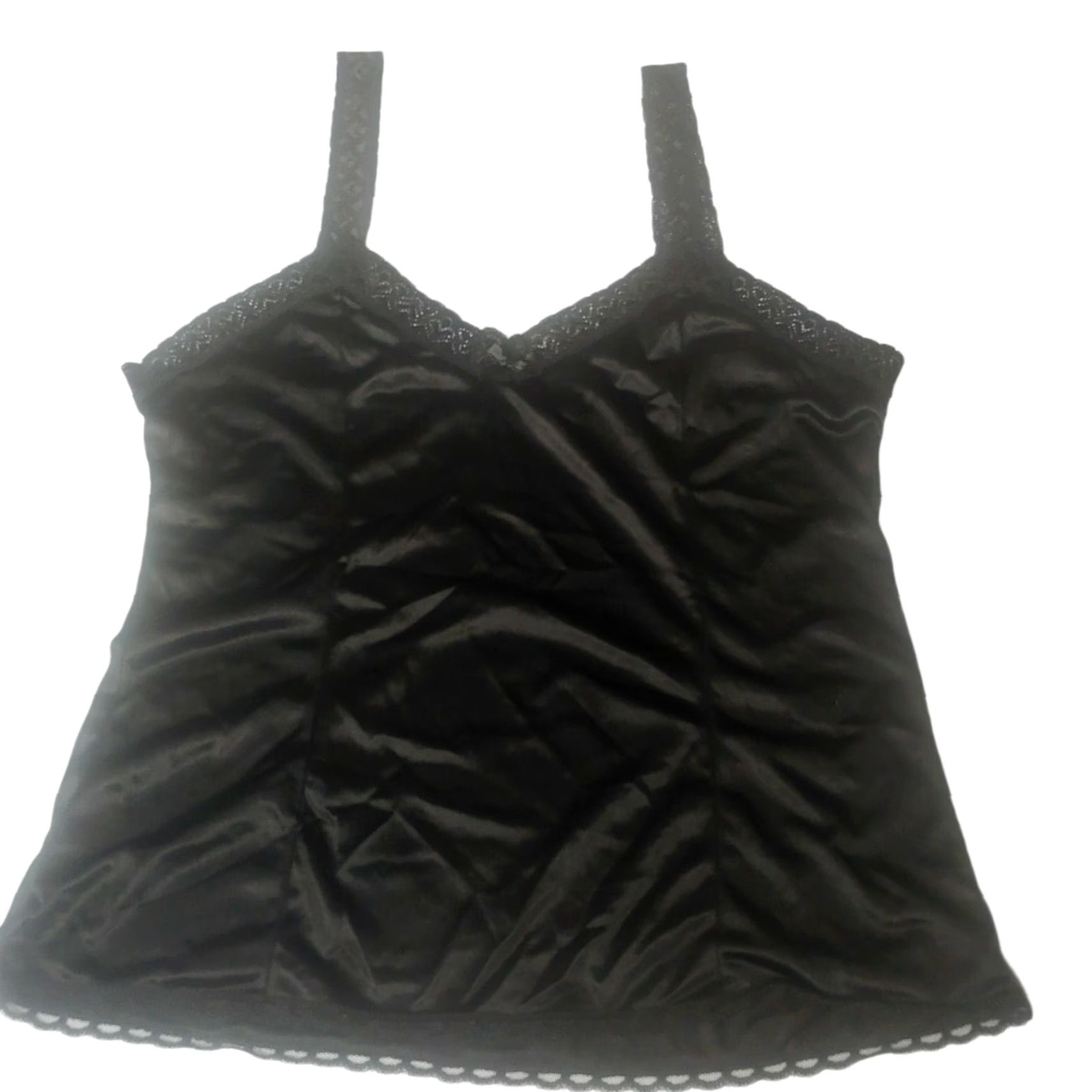 melin VINTAGE Mel-Lin Women's Camisole Lace Nylon Undershirt 1980s Black L Retro Cottagecore Size L / US 10 / IT 46 - 3 Thumbnail
